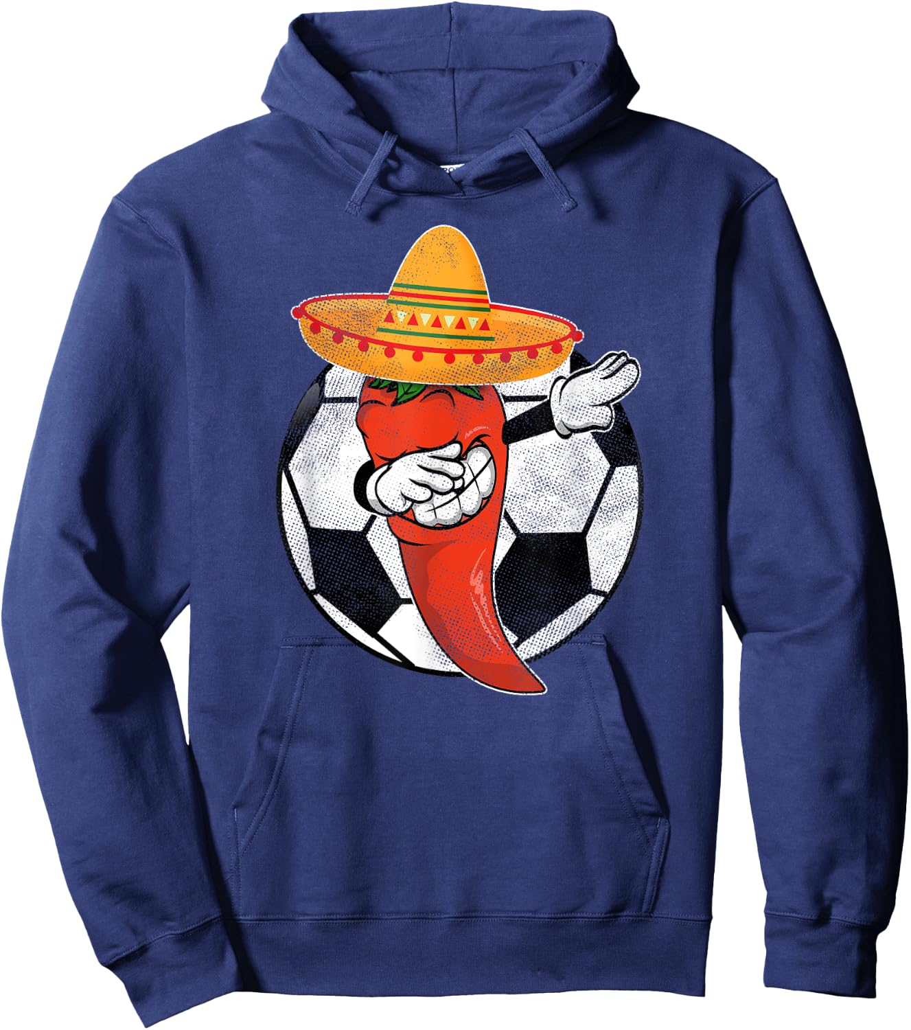 Soccer Ball Dabbing Hot Pepper Mexican Chili Cinco de Mayo Hoodie - Hoodie | Navy