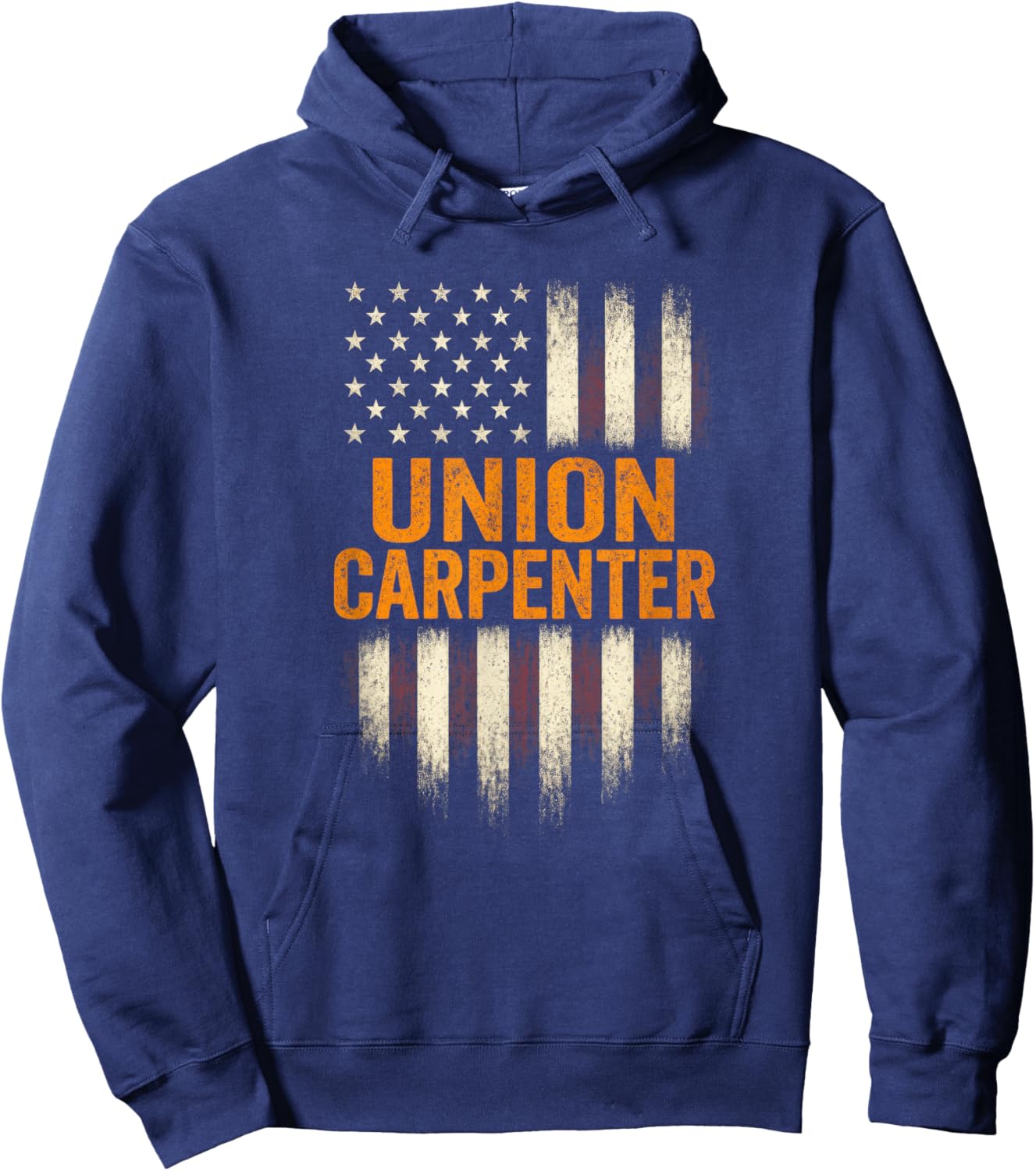 Union Carpenter - Vintage USA Flag Woodworking Hoodie - Hoodie | Navy