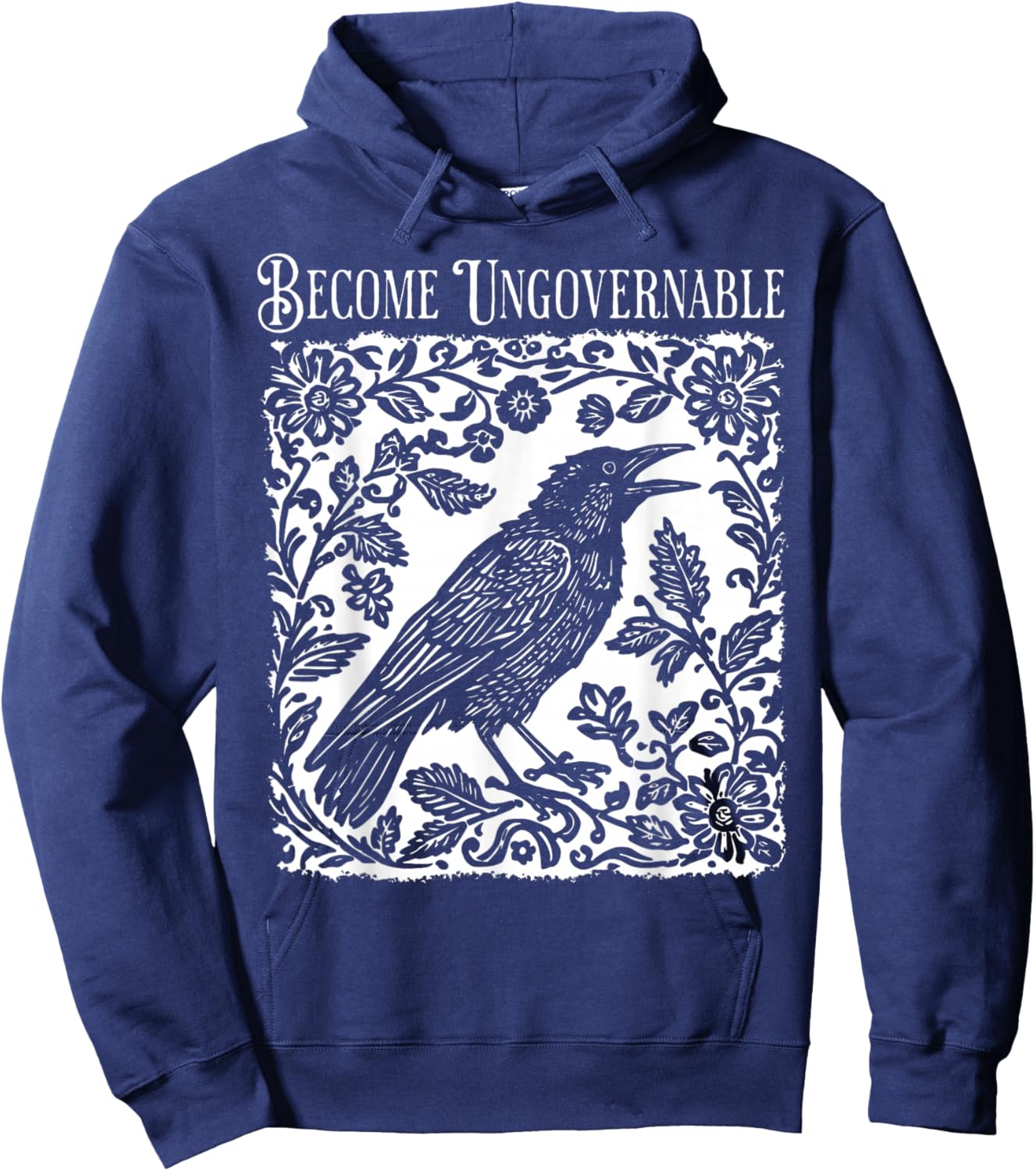 Become Ungovernable Folklore Forest Crow Vintage Hoodie - Hoodie | Navy