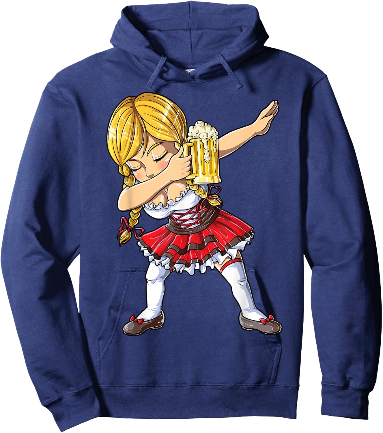 Dabbing German Girl T Shirt Oktoberfest Women Dirndl Beer Hoodie - Hoodie | Navy