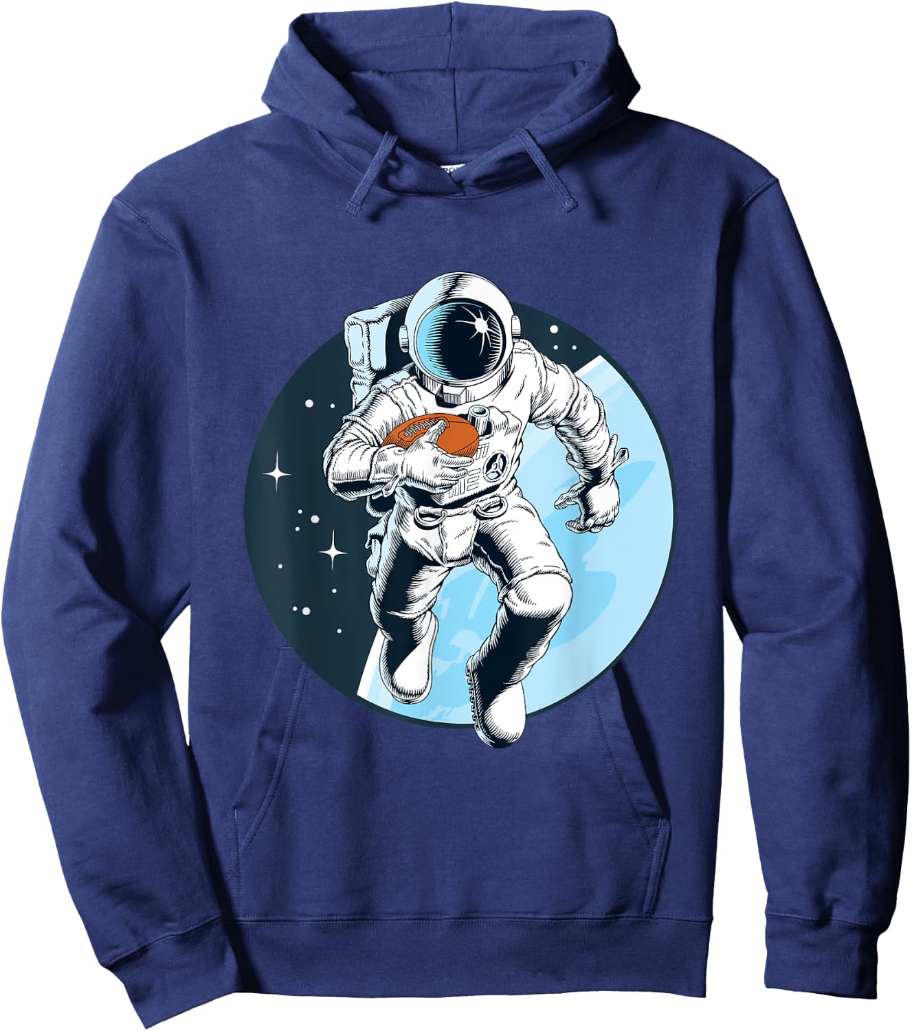 Astronaut Playing Football in Space Moon Touchdown Hoodie - Hoodie | Navy