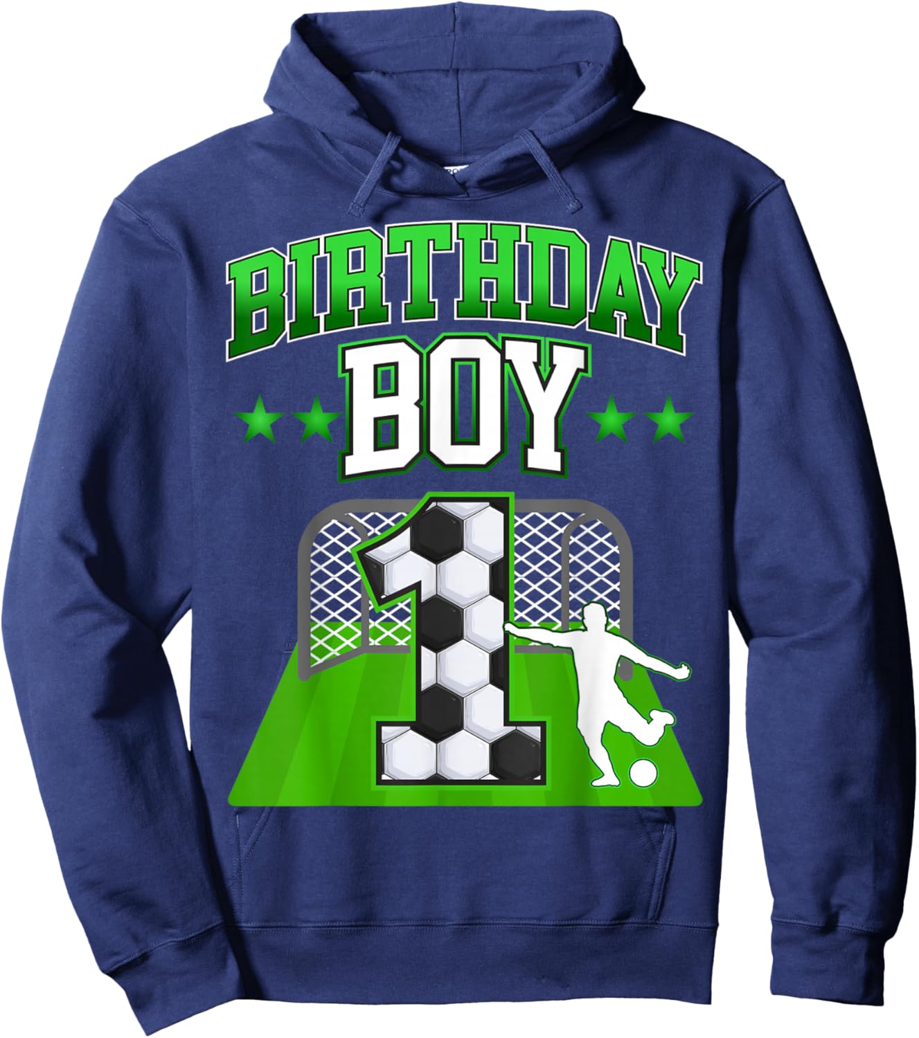 Soccer Themed Birthday boy Outfit for 1 Year Old Celebration Hoodie - Hoodie | Navy