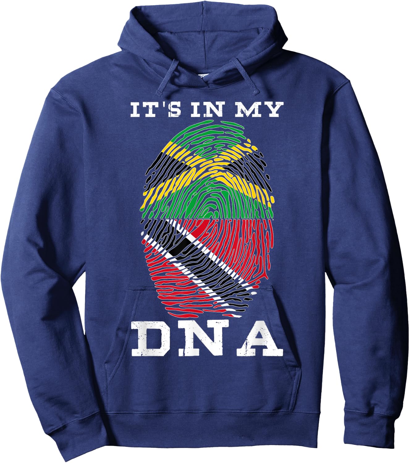 Trinidadian Plus Jamaican Mix DNA Flag Heritage Pride Gifts Hoodie - Hoodie | Navy