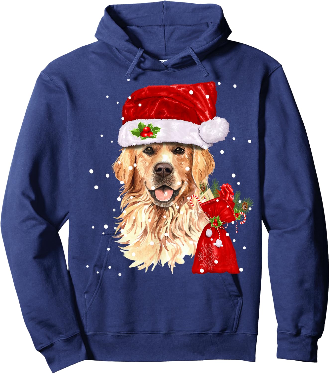 Golden Retriever T Shirt Dog Christmas Light Holiday Party Women Kids Hoodie - Hoodie | Navy