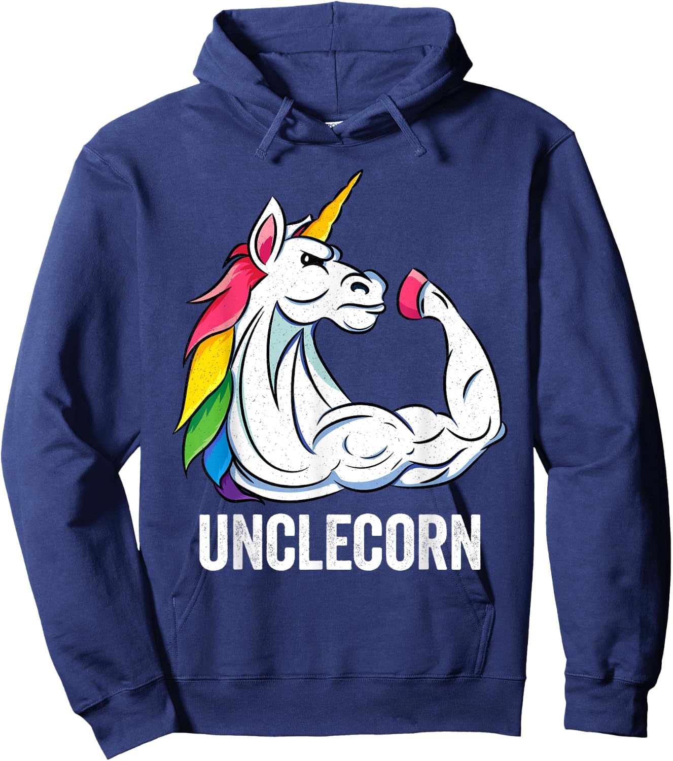 Cute Unicorn Uncle Girl Birthday Party Apparel UncleCorn Hoodie - Hoodie | Navy