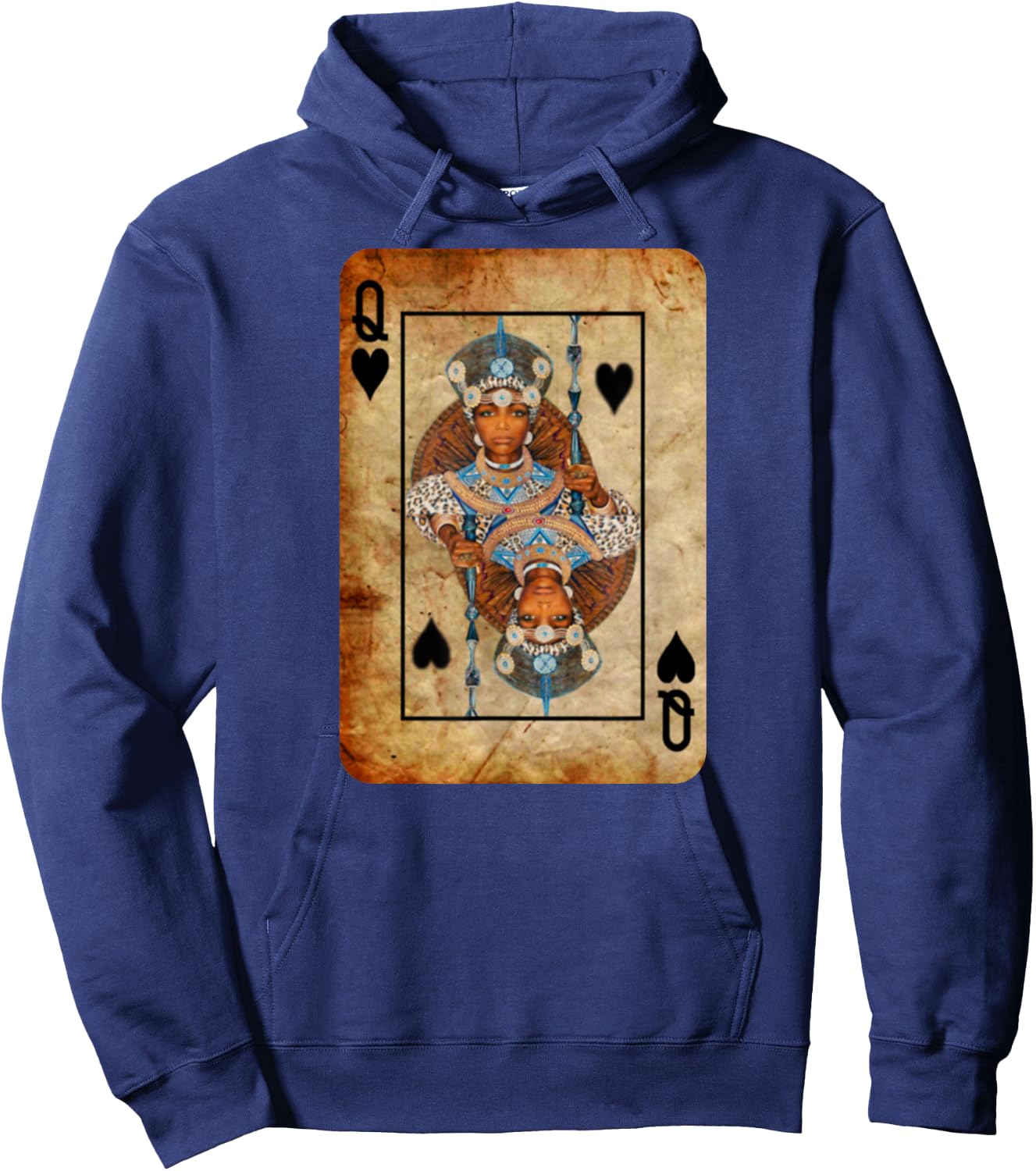 Black Queen Spade Playing Card - - Men Women Youth Hoodie - Hoodie | Navy