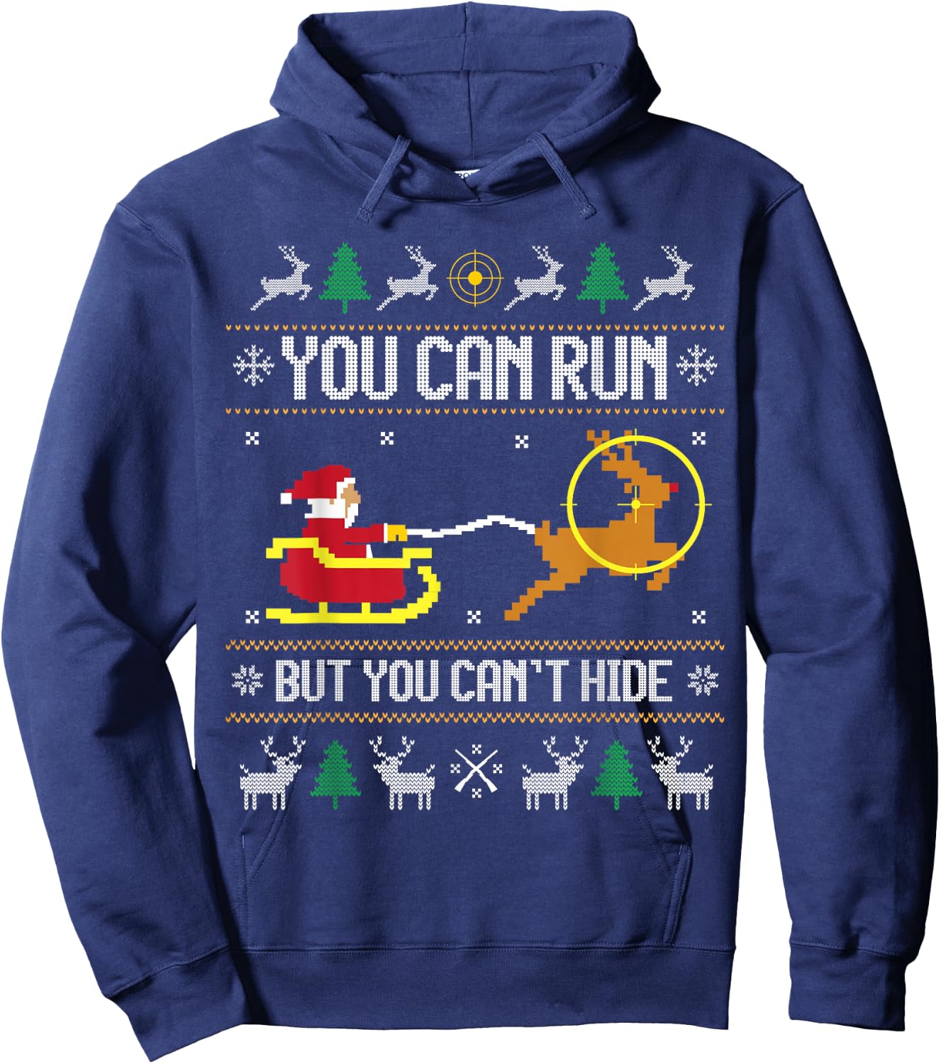 Deer Hunting Santa Claus Hunter Hunt Ugly Christmas Sweater Hoodie - Hoodie | Navy