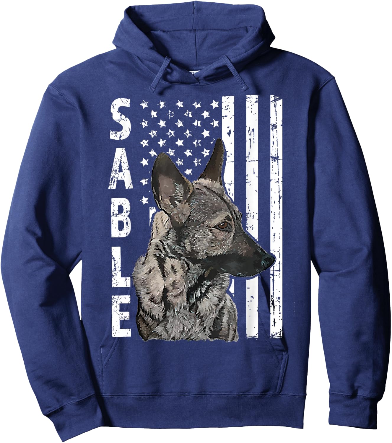 Sable German Shepherd Dog American Flag Patriotic Hoodie - Hoodie | Navy