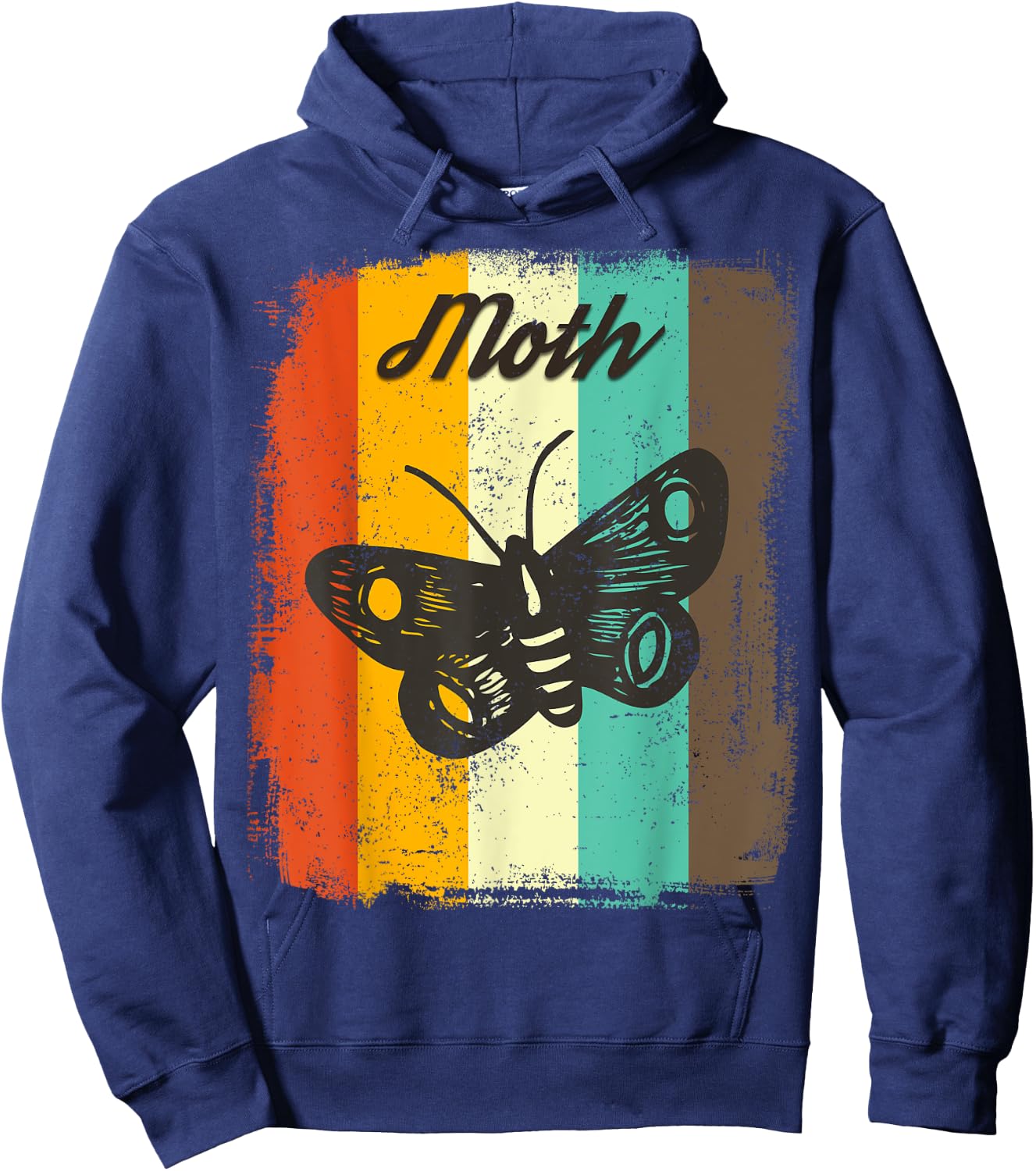 Moth Retro 70s Vintage Insect Lover Art Hoodie - Hoodie | Navy
