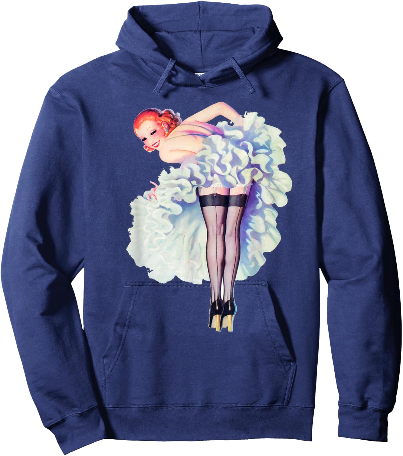 WW2 America Vintage Redhead Pin Up Girls-Sexy Pinup Girl Art Hoodie - Hoodie | Navy