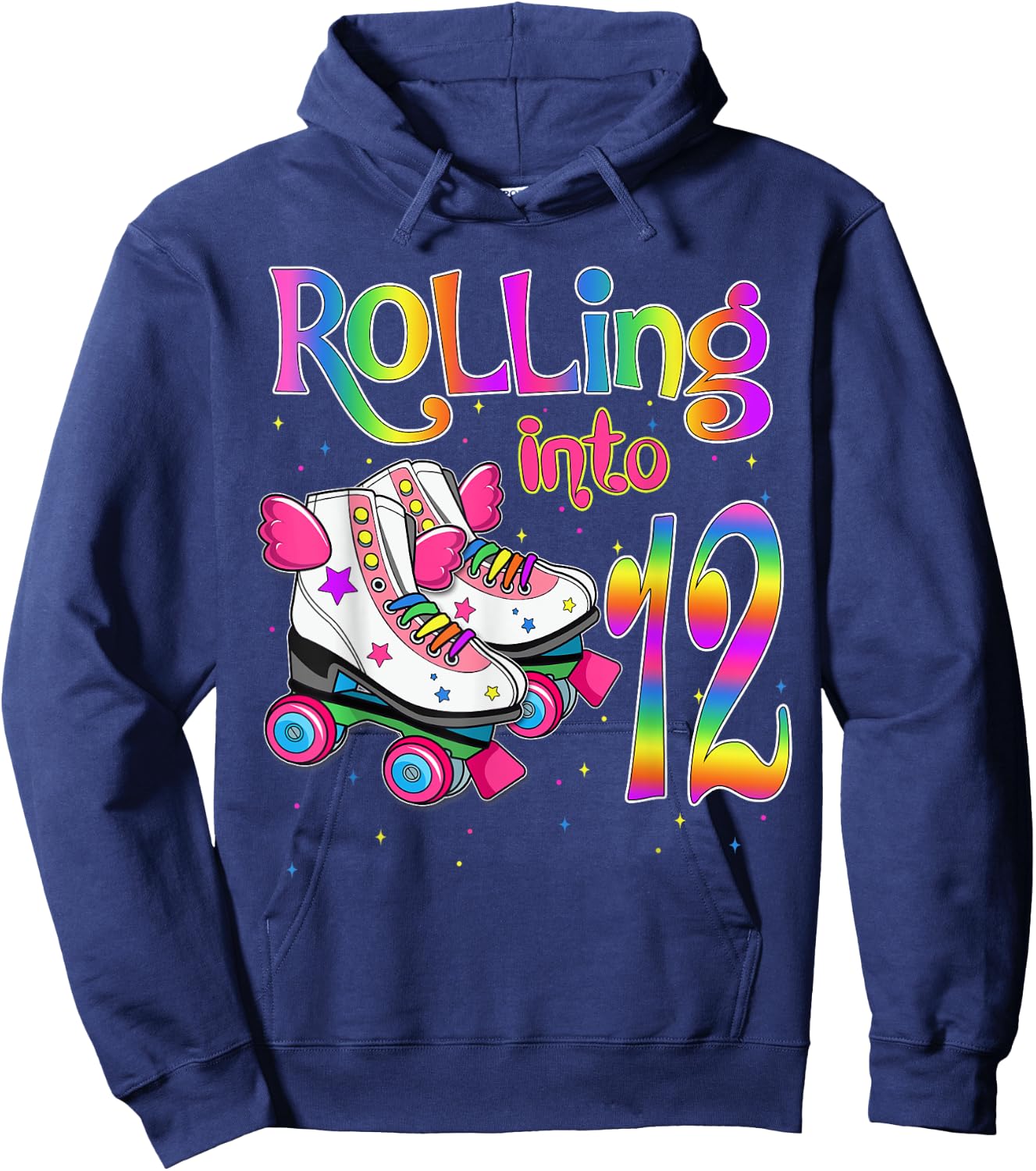 Rolling Into 12 years Lets Roll I'm Turning 12 Roller Skate Hoodie - Hoodie | Navy