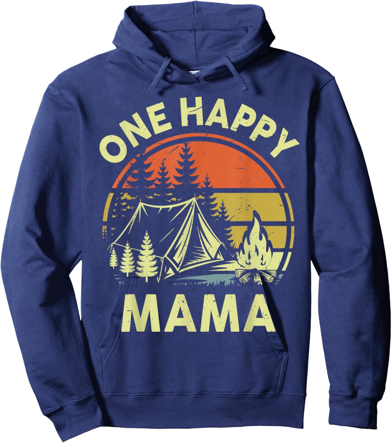 Funny One Happy Mama Camper Toddler Boy Camping Campfire Hoodie - Hoodie | Navy