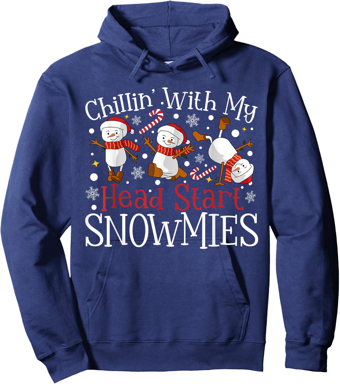 Chillin' With My Head Start Snowmies Teacher Christmas Kids Hoodie - Hoodie | Navy