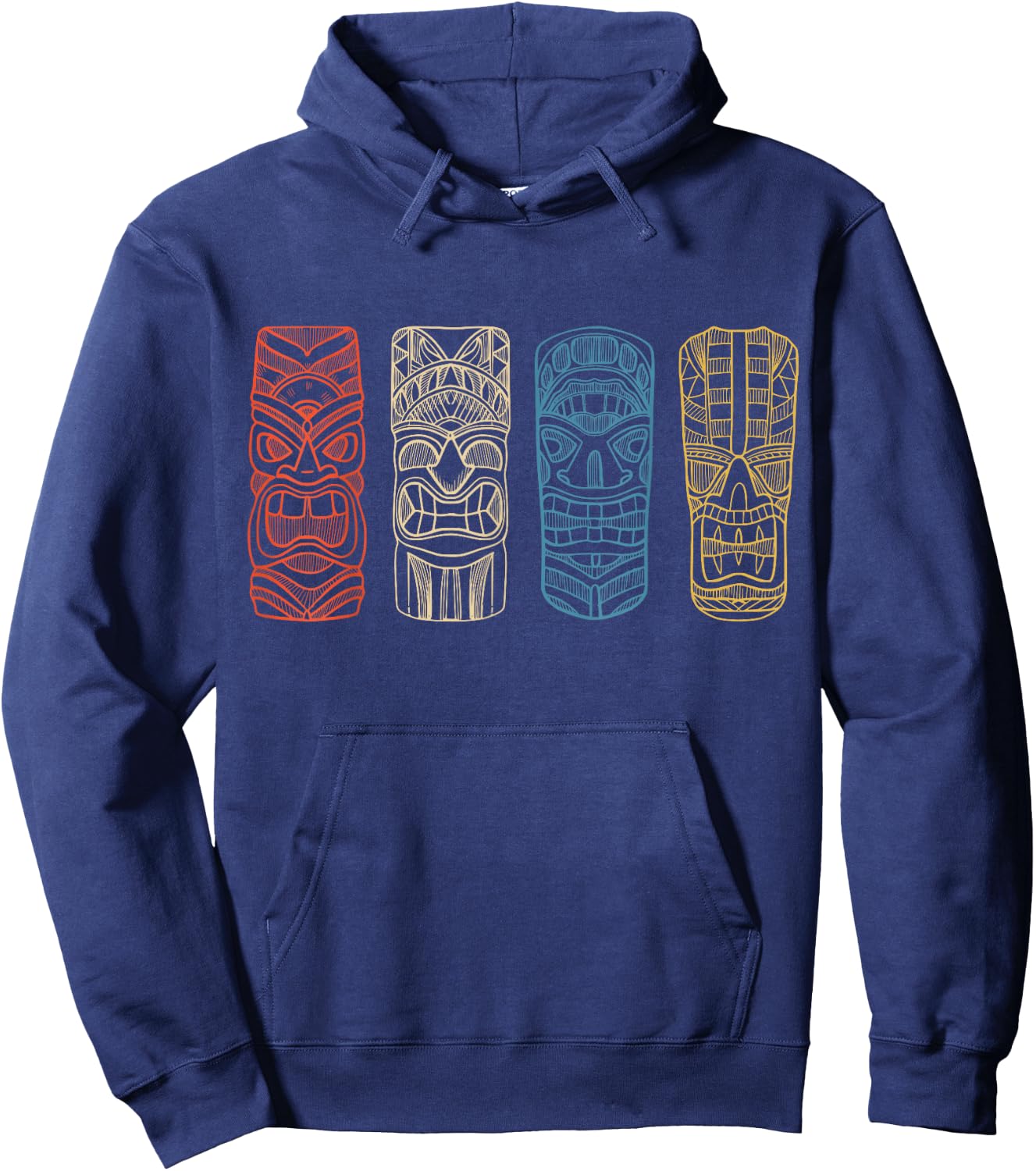 Vintage Tiki Hawaiian Polynesian Mask Four Totems Gift Small Hoodie - Hoodie | Navy