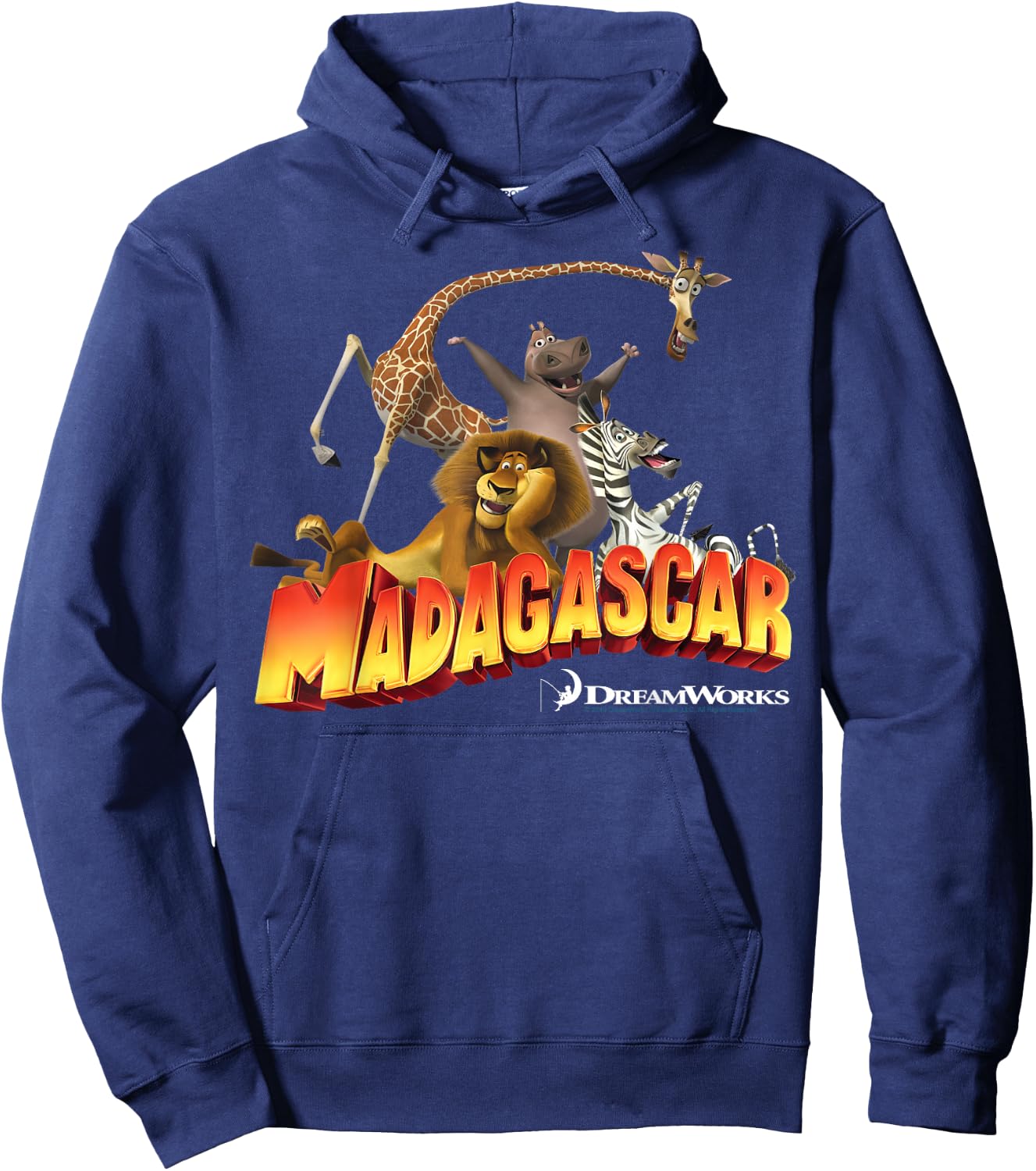 Madagascar Group Shot Classic Movie Logo Hoodie - Hoodie | Navy