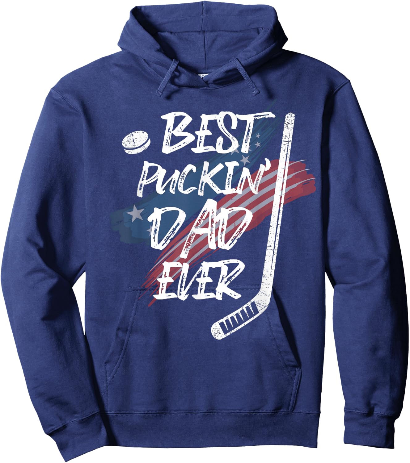Best Puckin' Dad Ever Shirt American Flag For Hockey Dad Hoodie - Hoodie | Navy