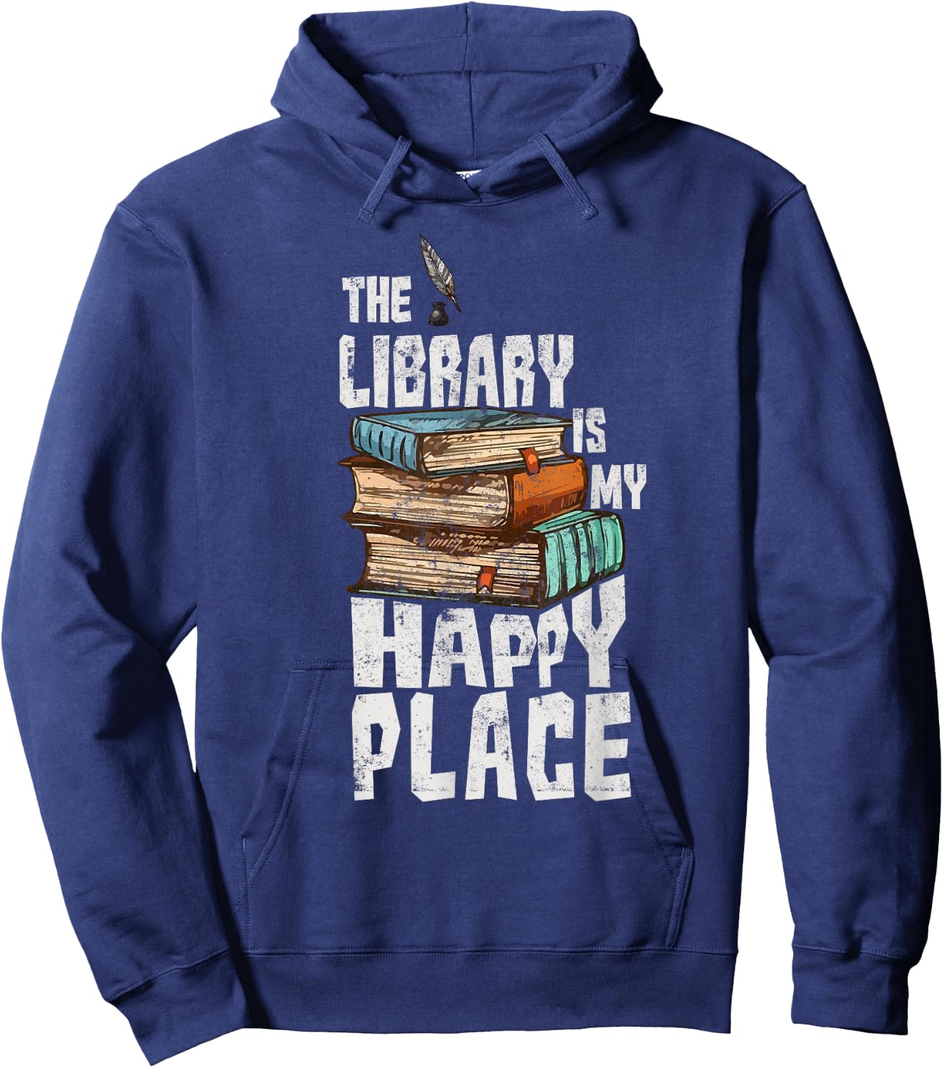 Librarian Shirt Funny Library Shirt Reading Book Lover Gift Hoodie - Hoodie | Navy