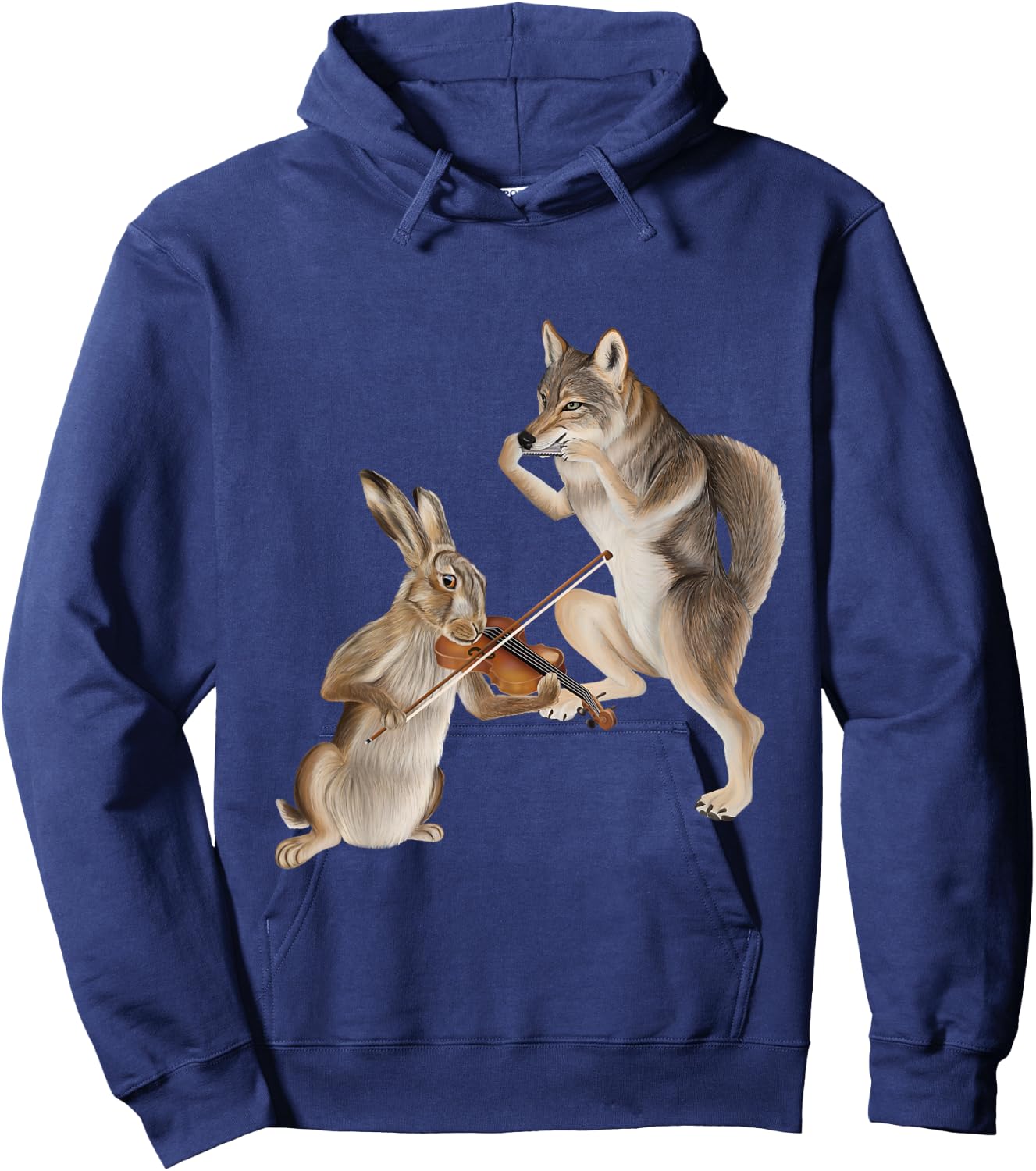Fiddle and Harmonica - Coyote and a Hare Hoodie - Hoodie | Navy