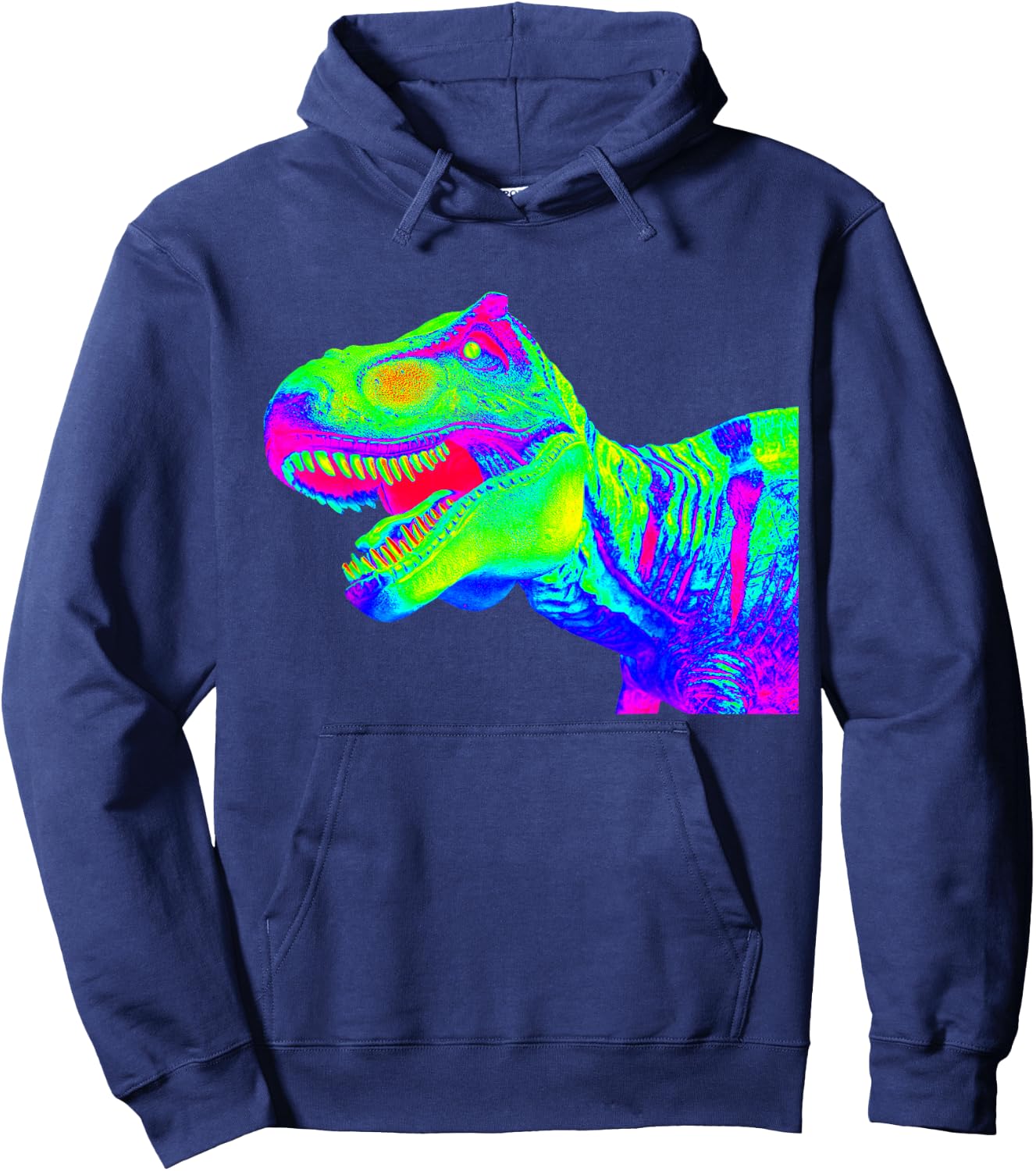 EDM T Rex Tyrannosaurus Rex | Rainbow Rave Dinosaur Hoodie - Hoodie | Navy