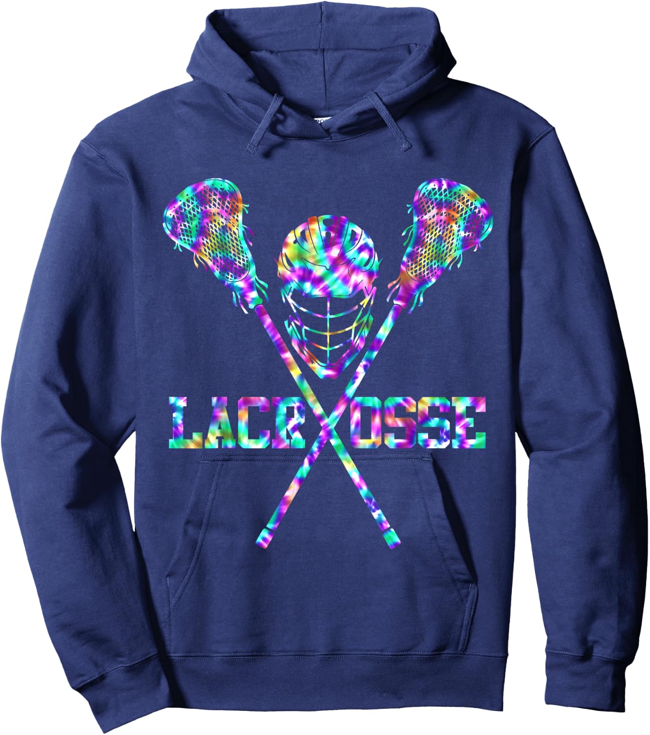 Lacrosse Tie Dye Women Girls Boys Lax Helmet Sticks Hoodie - Hoodie | Navy