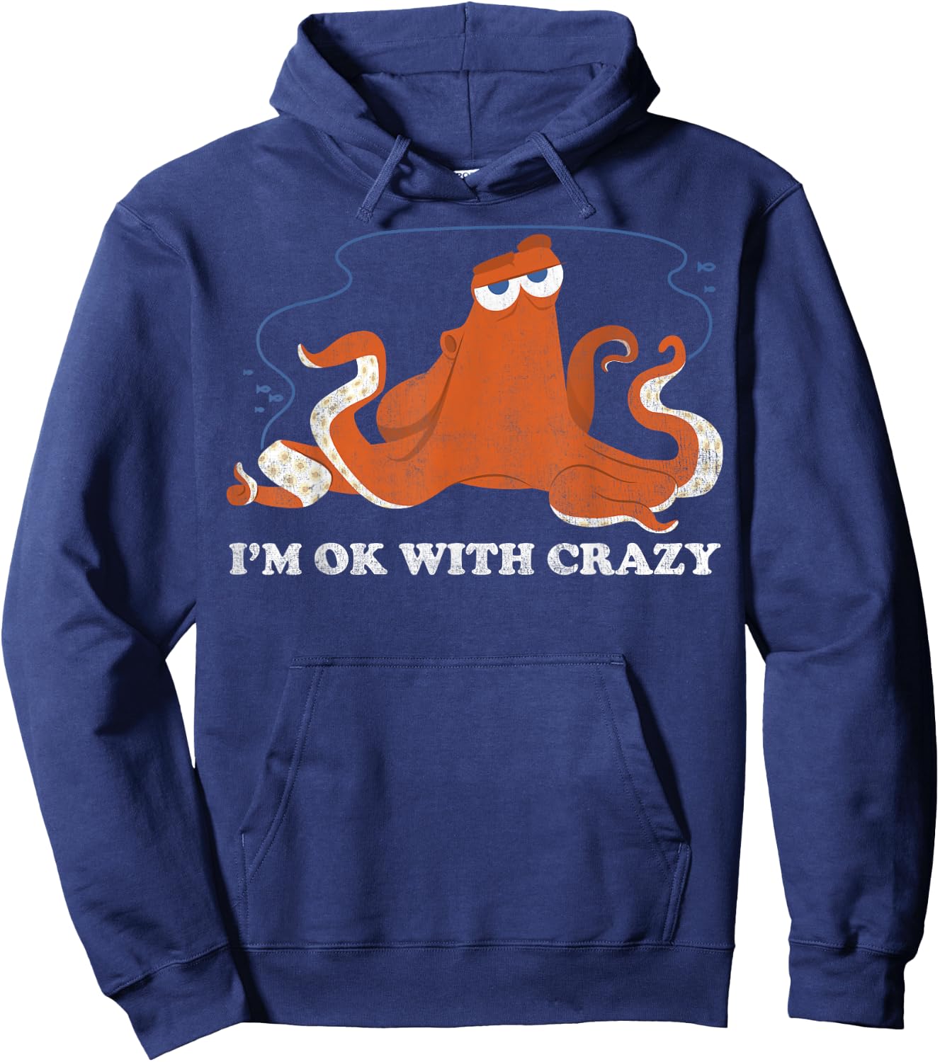 Disney Pixar Finding Dory Hank Ok With Crazy Bold Logo Hoodie - Hoodie | Navy