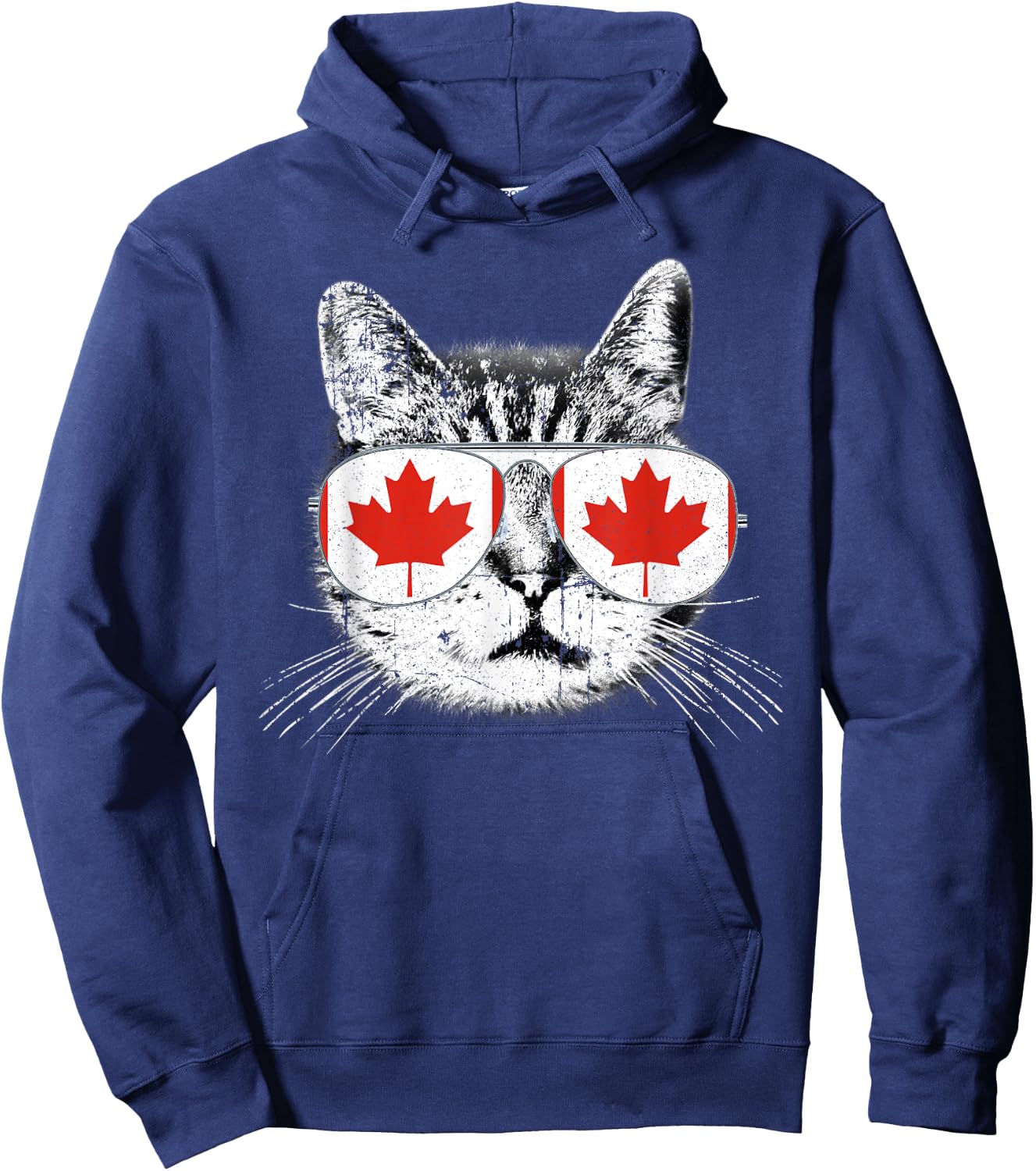 Canada Flag Canadian Cat Sunglasses Funny T Shirt Men Women Hoodie - Hoodie | Navy