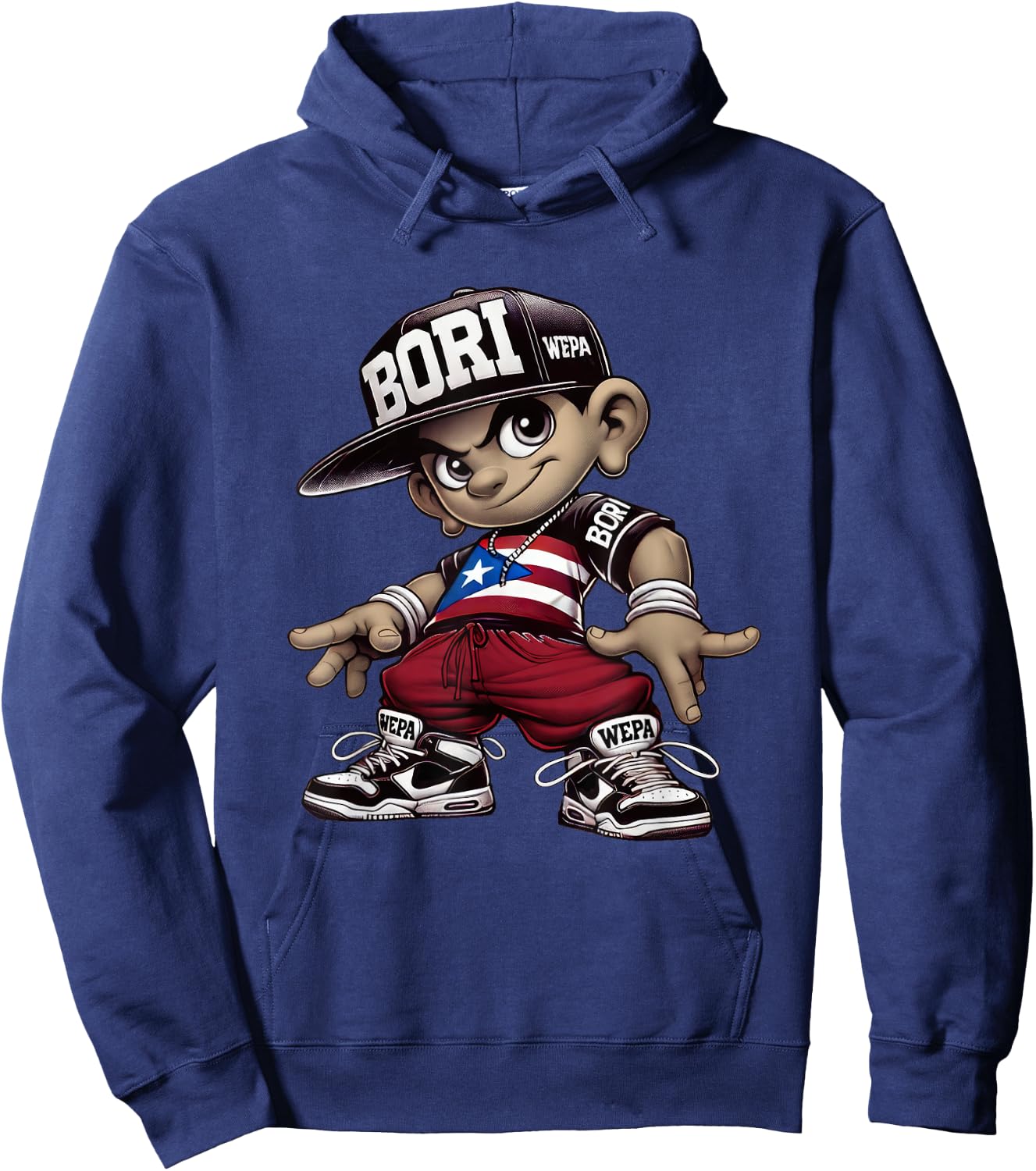 Bori Kid Puerto Rican Flag Boricua Attitude Cute Hip Hop Fun Hoodie - Hoodie | Navy