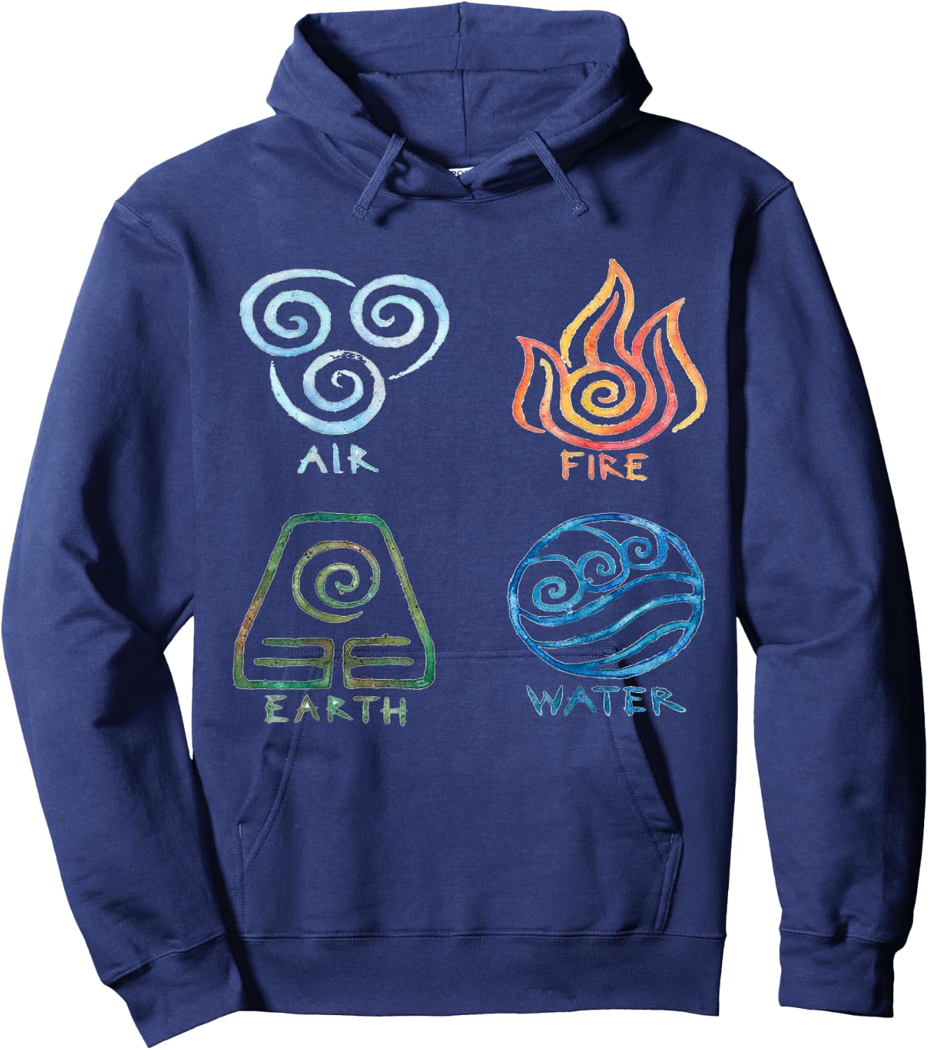Vintage Graphic Funny Air Fire Water Earth Classic Logo Hoodie - Hoodie | Navy