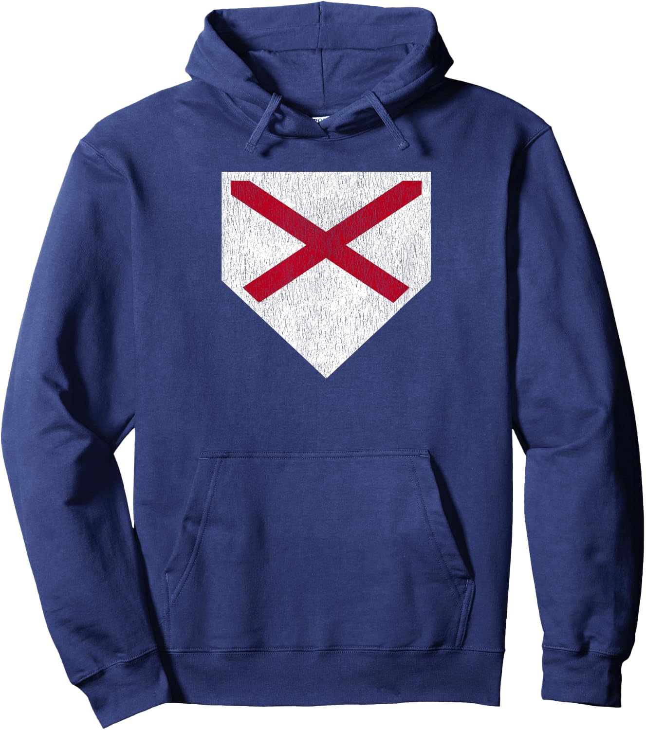 Vintage Baseball Home Plate With Alabama State Flag Hoodie - Hoodie | Navy