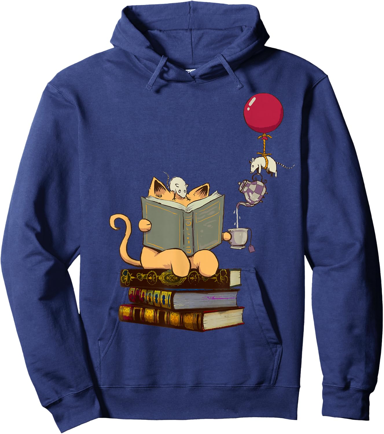 Kittens, Cats, Tea, Books and Balloon Hoodie - Hoodie | Navy