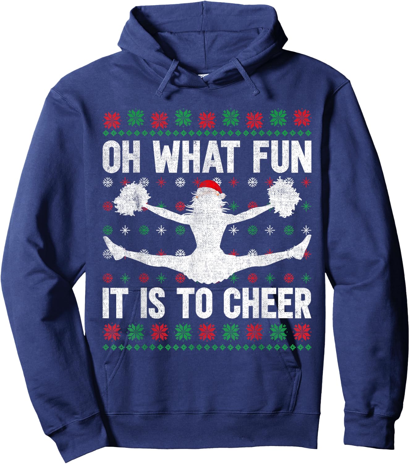 Oh What Fun It Is To Cheer Ugly Cheerleading Christmas Hoodie - Hoodie | Navy