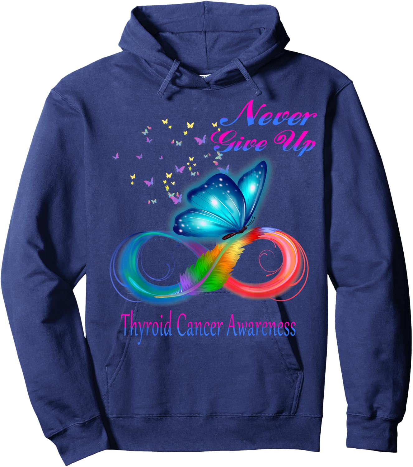 Butterfly Thyroid Cancer Awareness Hoodie - Hoodie | Navy