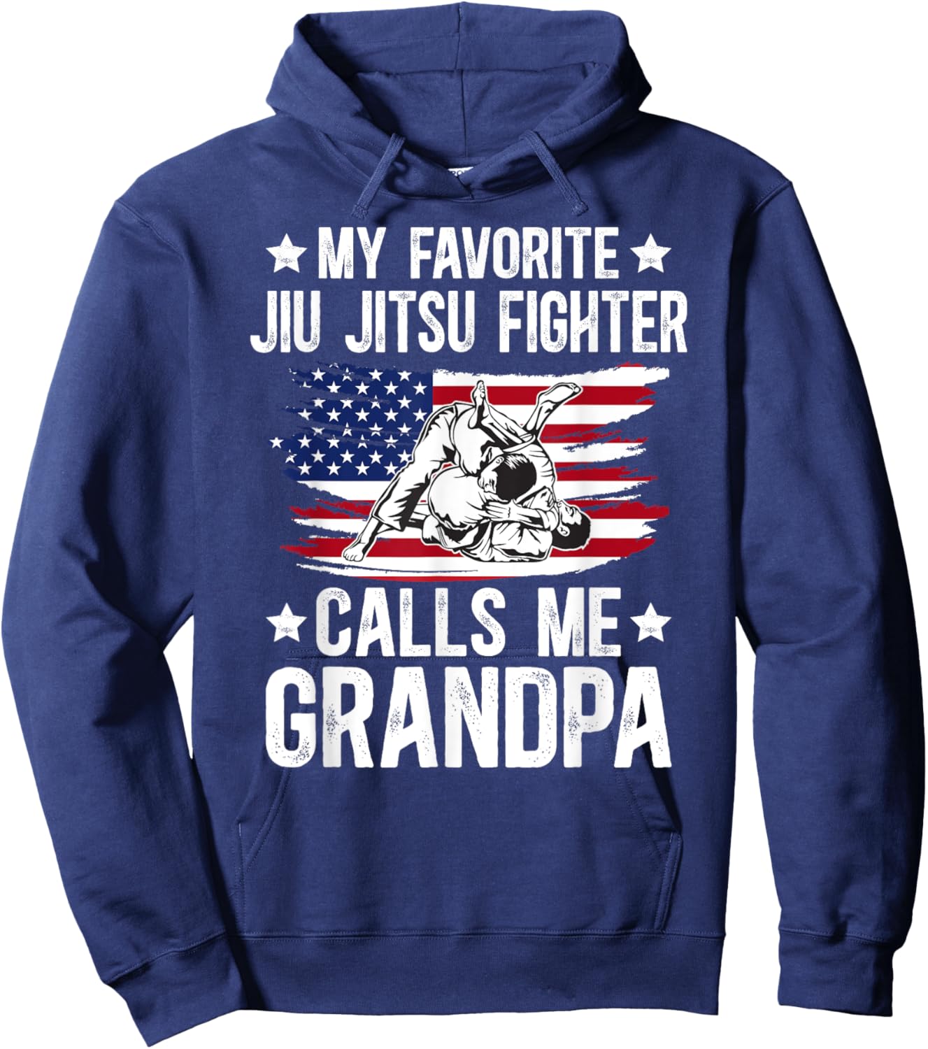 Proud Jiu-Jitsu Fighter Grandpa Brazilian Jiu-Jitsu Grandpa Hoodie - Hoodie | Navy