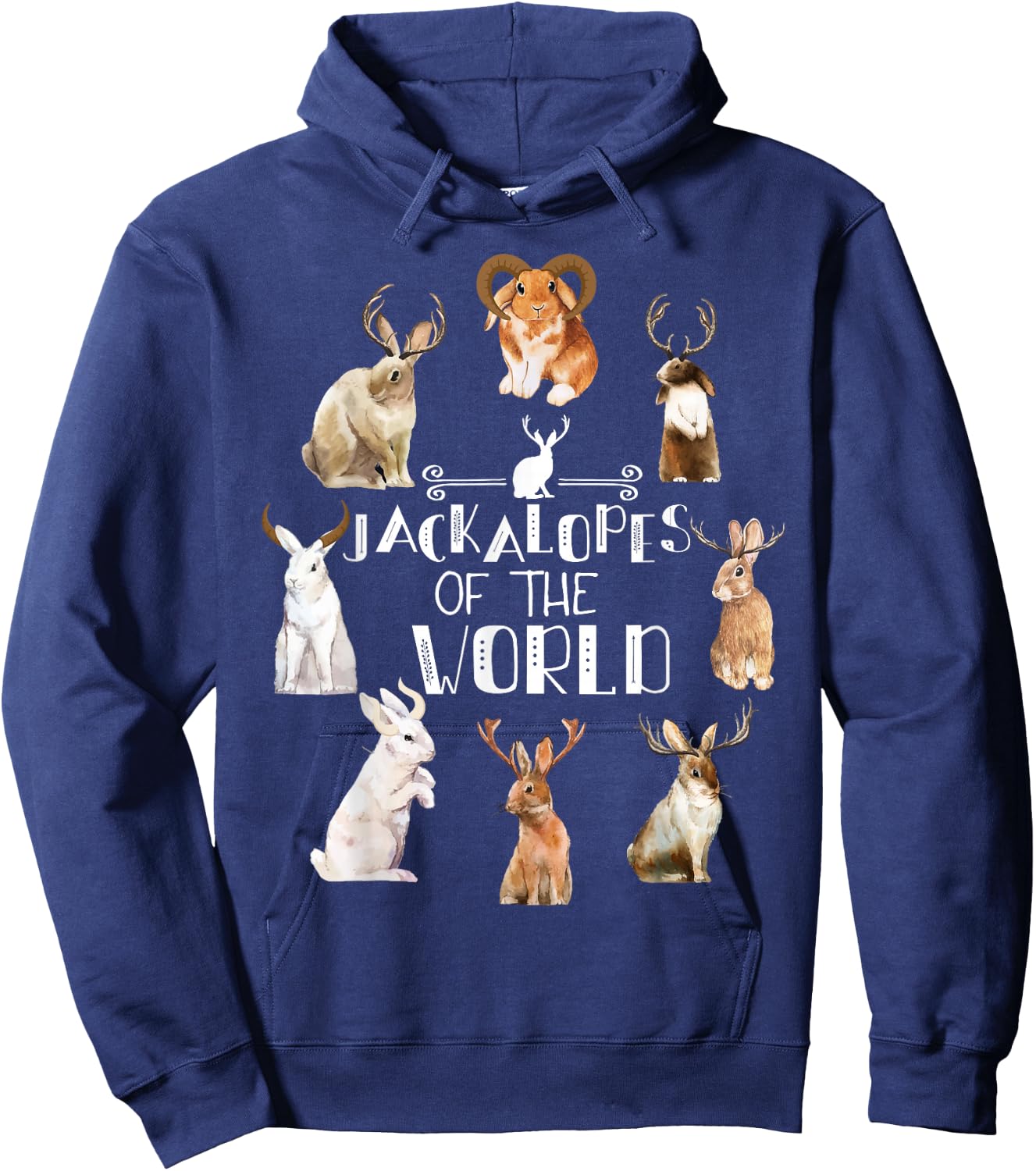 Jackalope T shirt Cryptozoology Camping Rabbit Bunny Gift Hoodie - Hoodie | Navy