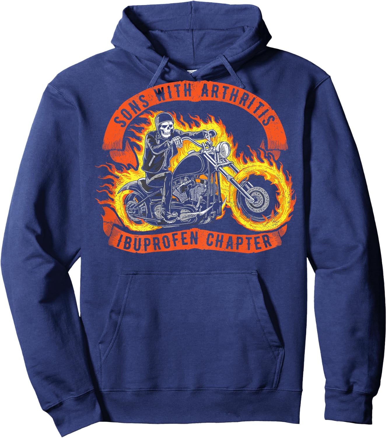 Sons with Arthritis Ibuprofen Chapter Skeleton on Back Hoodie - Hoodie | Navy