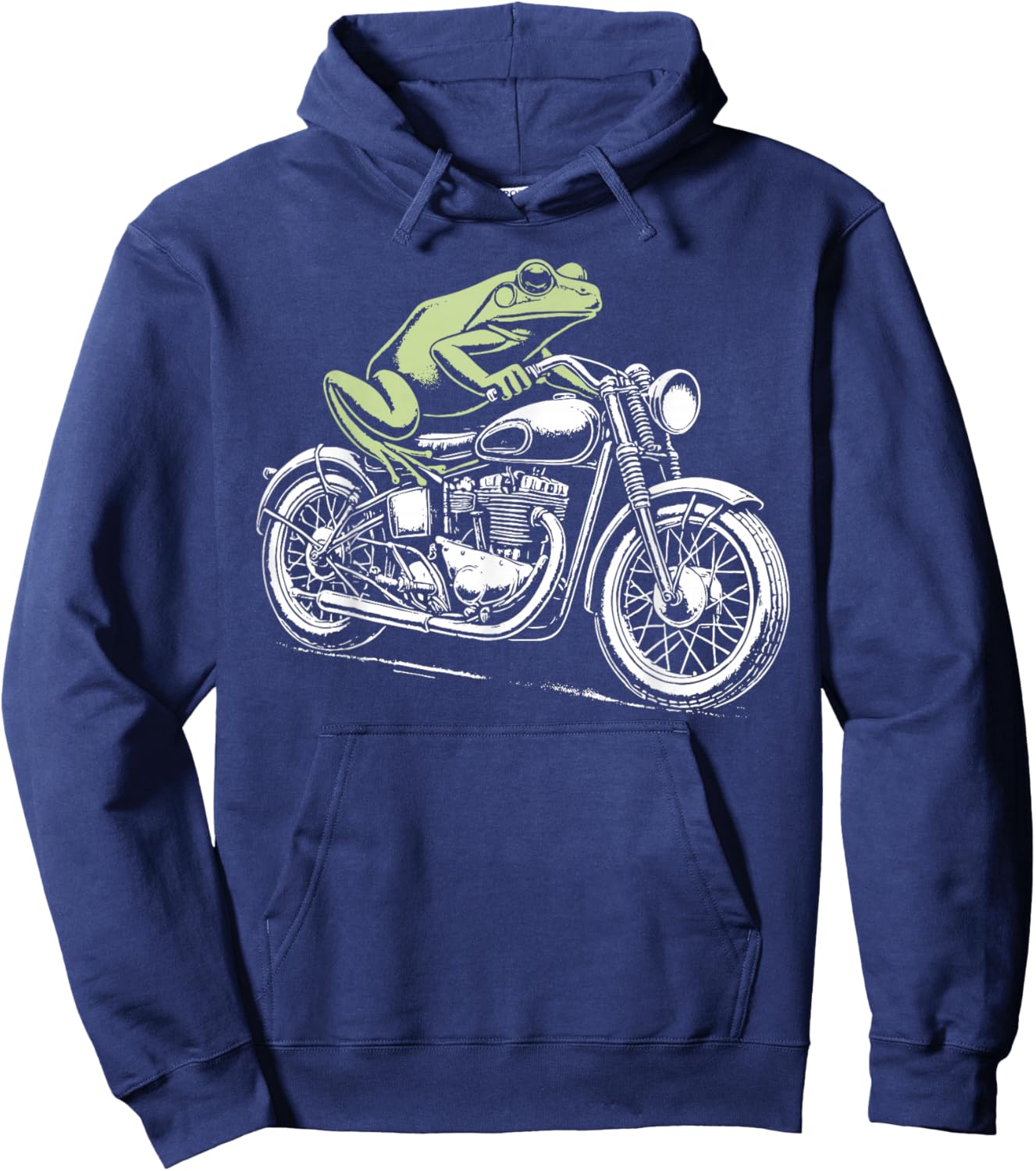 Vintage Frog Motorcycle Biker Funny Frog Riding Motorcycle Hoodie - Hoodie | Navy