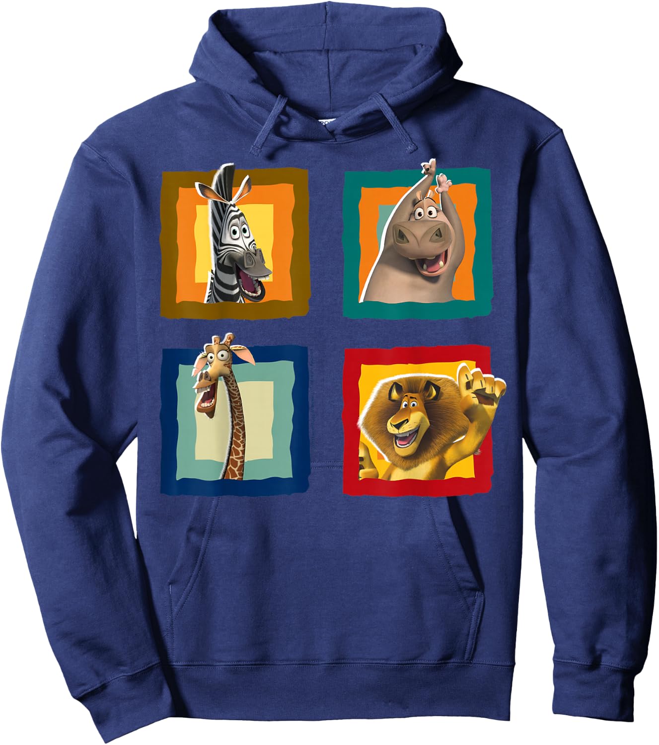 Madagascar Group Shot Quad Panel Poster Hoodie - Hoodie | Navy