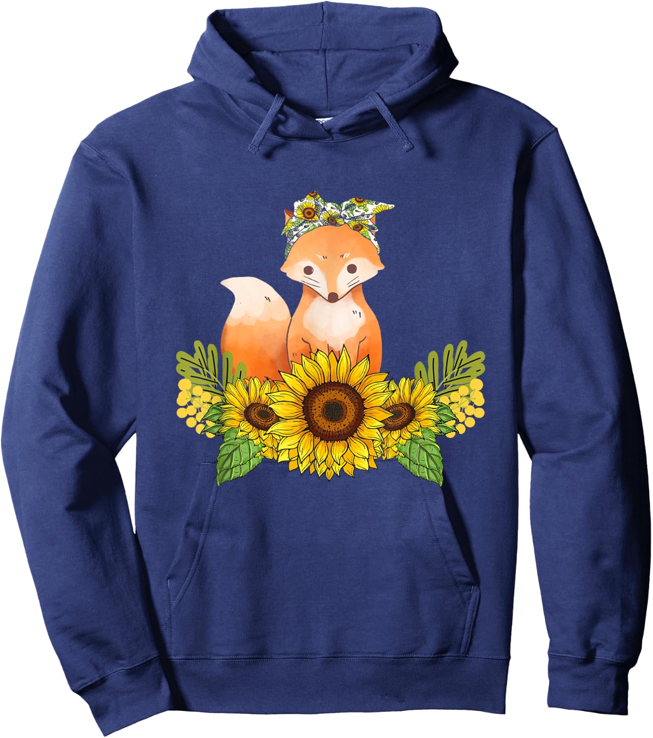 Fox Sunflower Shirt Fox Lover Animals Outfit Dog Owner Women Kids Hoodie - Hoodie | Navy
