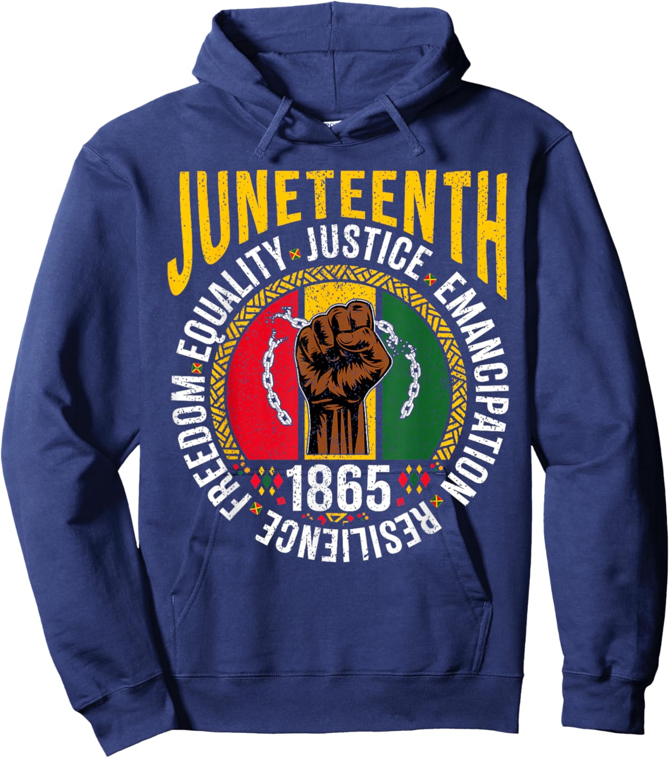 Juneteenth Men Black Freedom Equality Celebration Hoodie - Hoodie | Navy