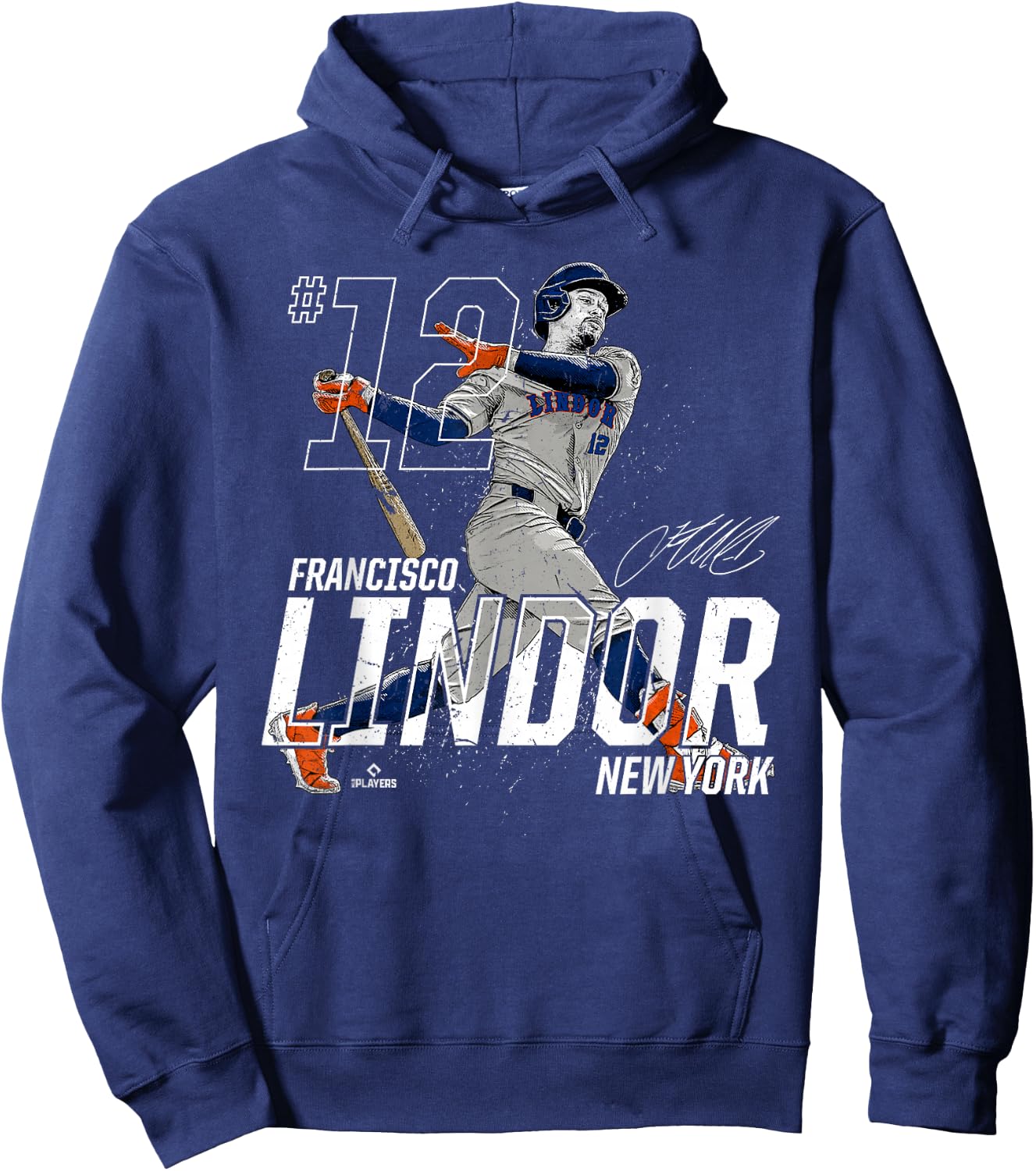 Dynamic Pose Francisco Lindor New York Baseball MLBPA Hoodie - Hoodie | Navy