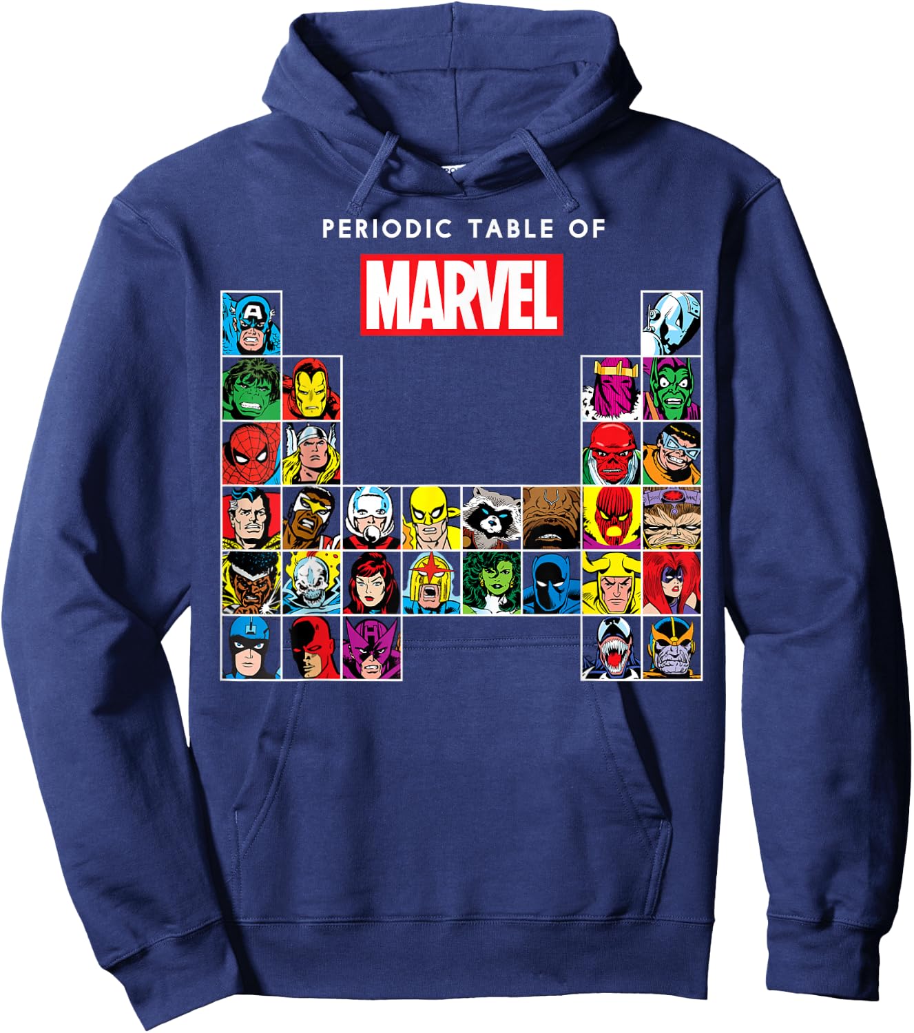 Marvel Periodic Table of Heroes & Villains Retro Hoodie - Hoodie | Navy