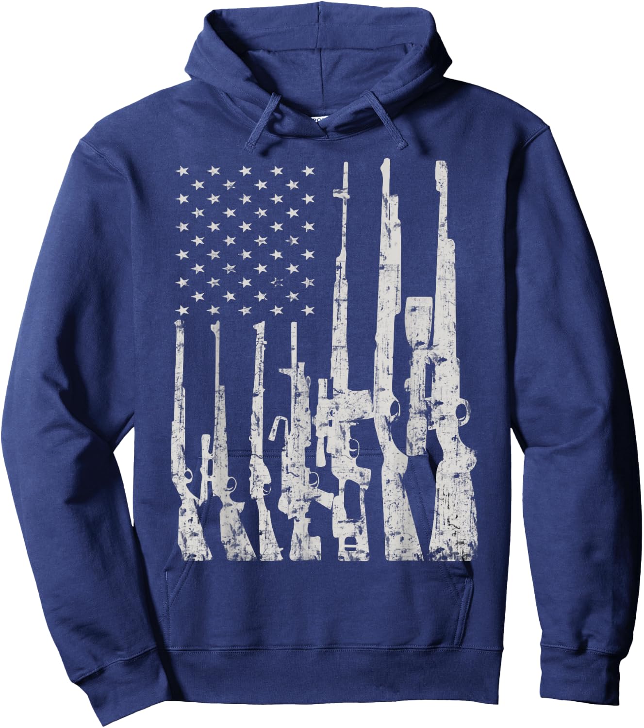 Big American Flag With Machine Guns Gun Flag Shirt Hoodie - Hoodie | Navy