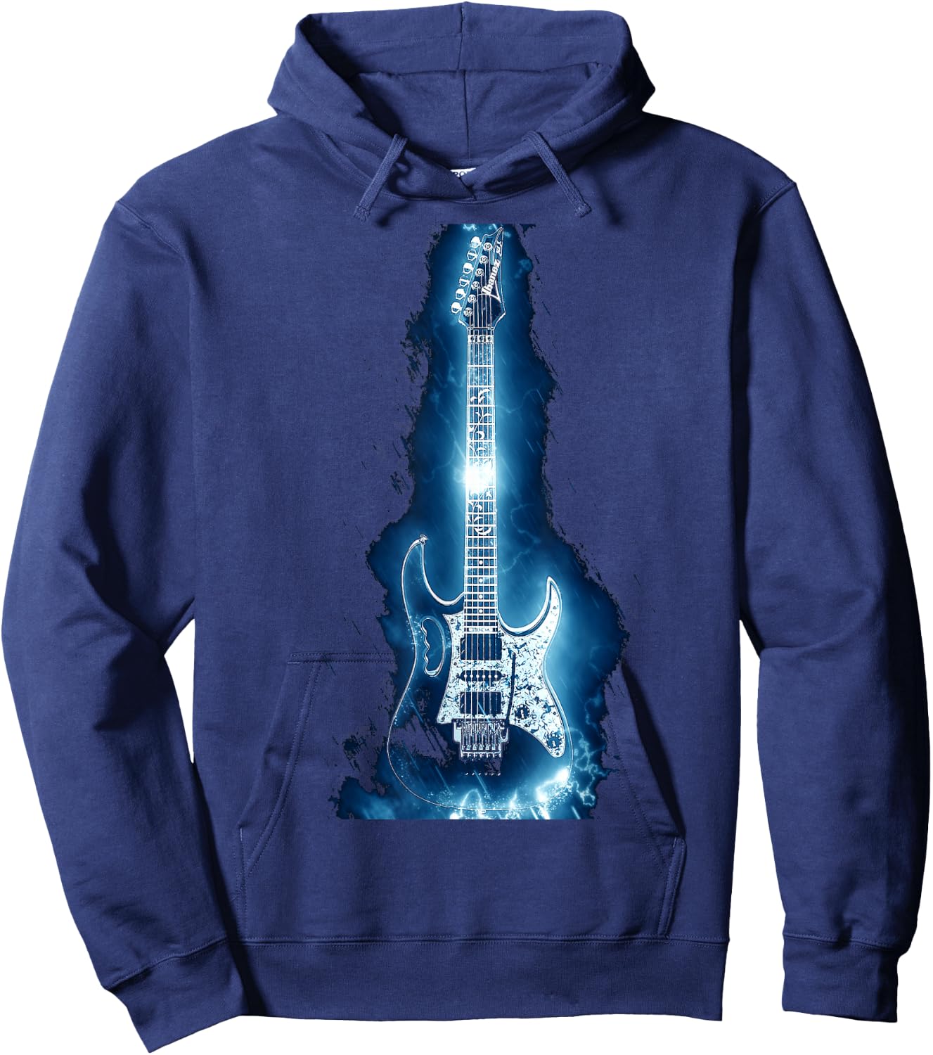 Electric Guitar (Cool Men's electric guitar shirt) Hoodie - Hoodie | Navy