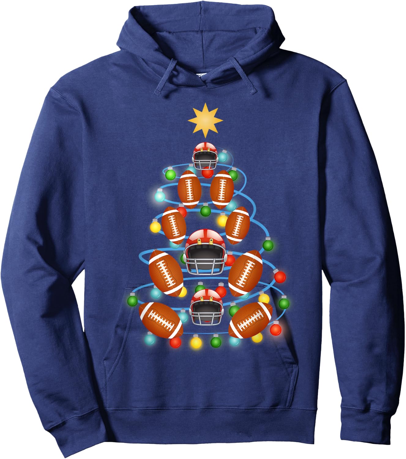 Football Christmas Tree Lights-Cute Football Christmas Gift Hoodie - Hoodie | Navy