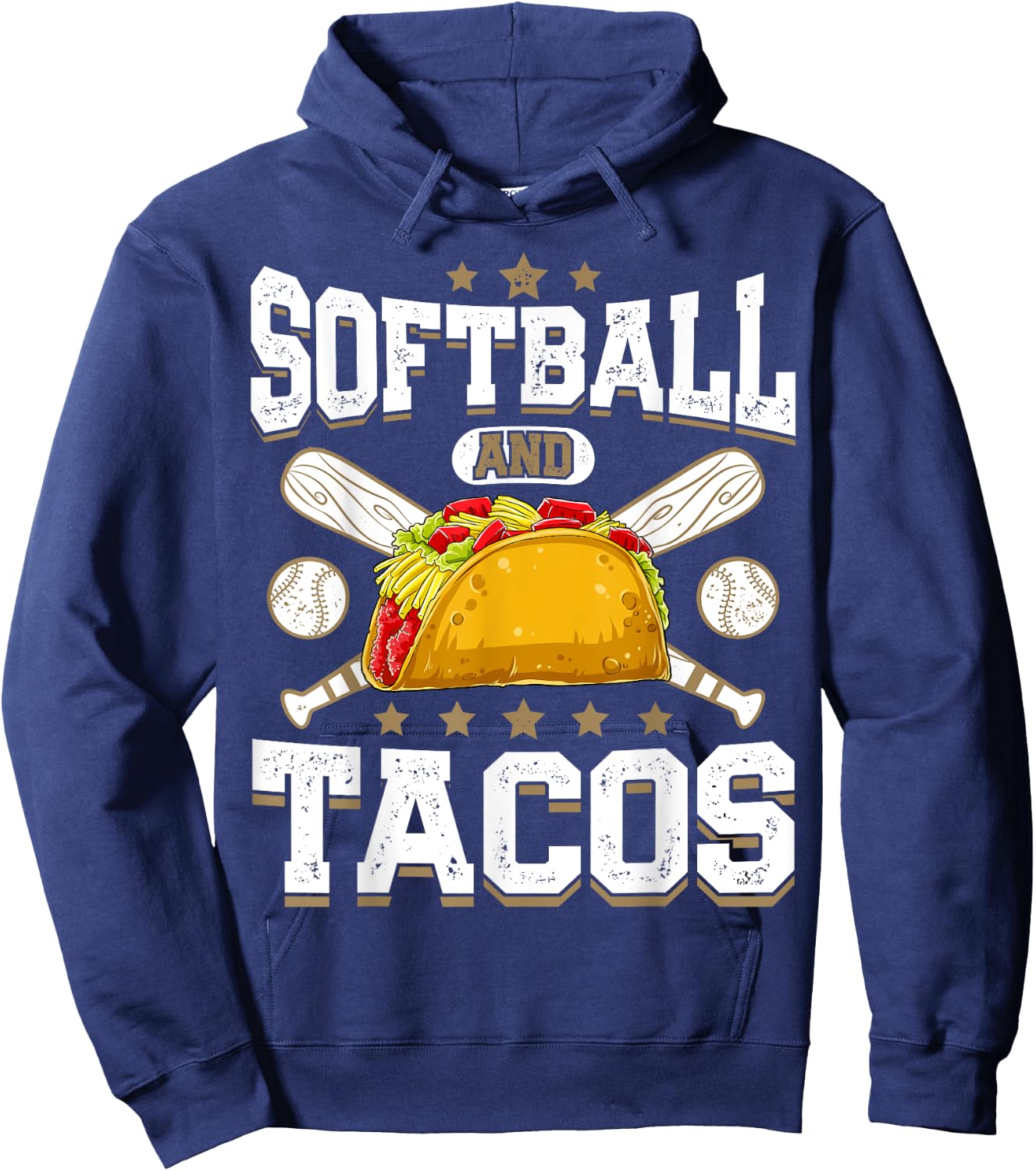Softball And Tacos Funny Catcher Pitcher Batter Food Lover Hoodie - Hoodie | Navy