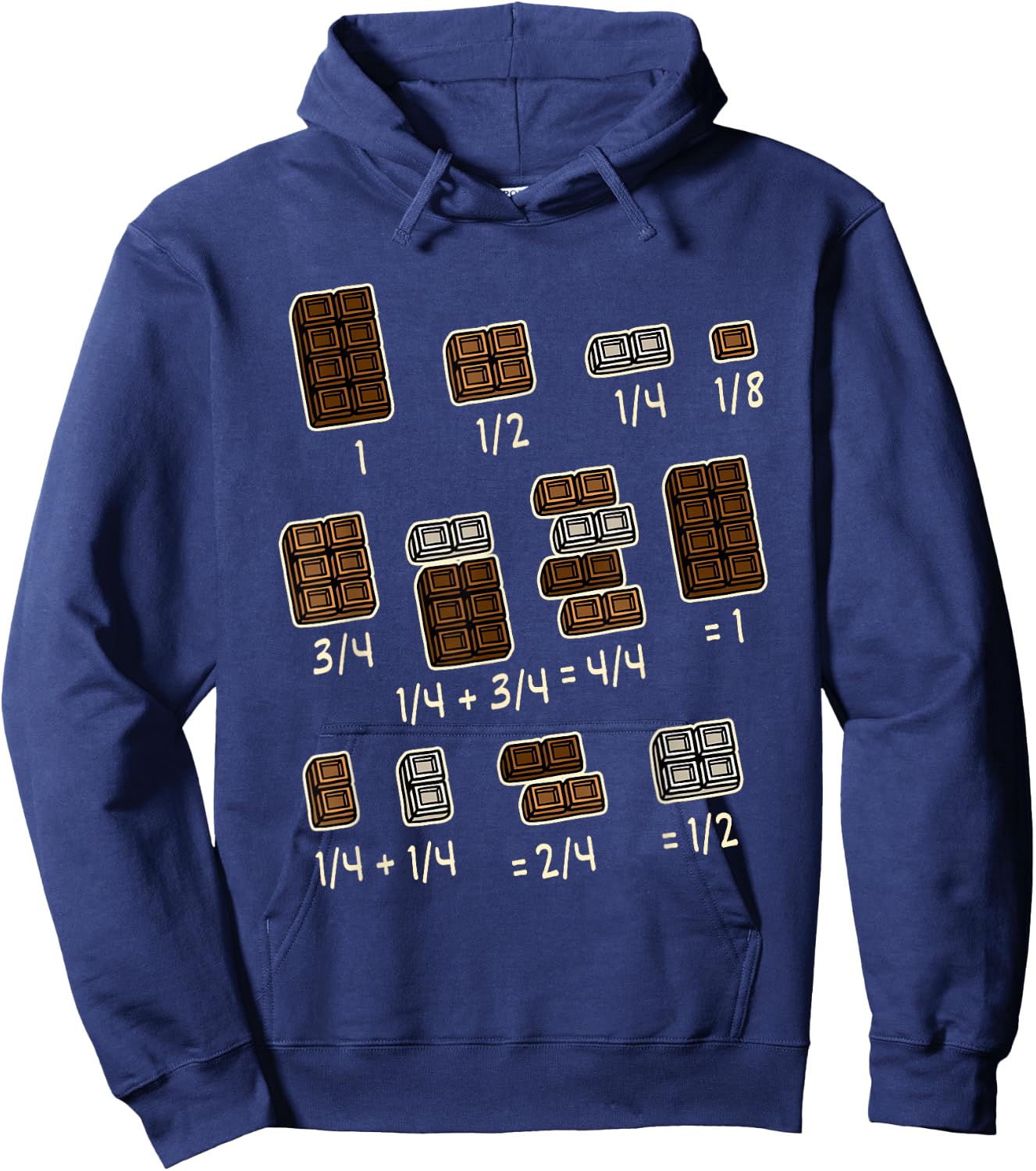 Gifts for Teachers and Students Funny Math Apparel Chocolate Quick Maths Fraction Fractions Dear Math Teachers -Kids Hoodie - Hoodie | Navy