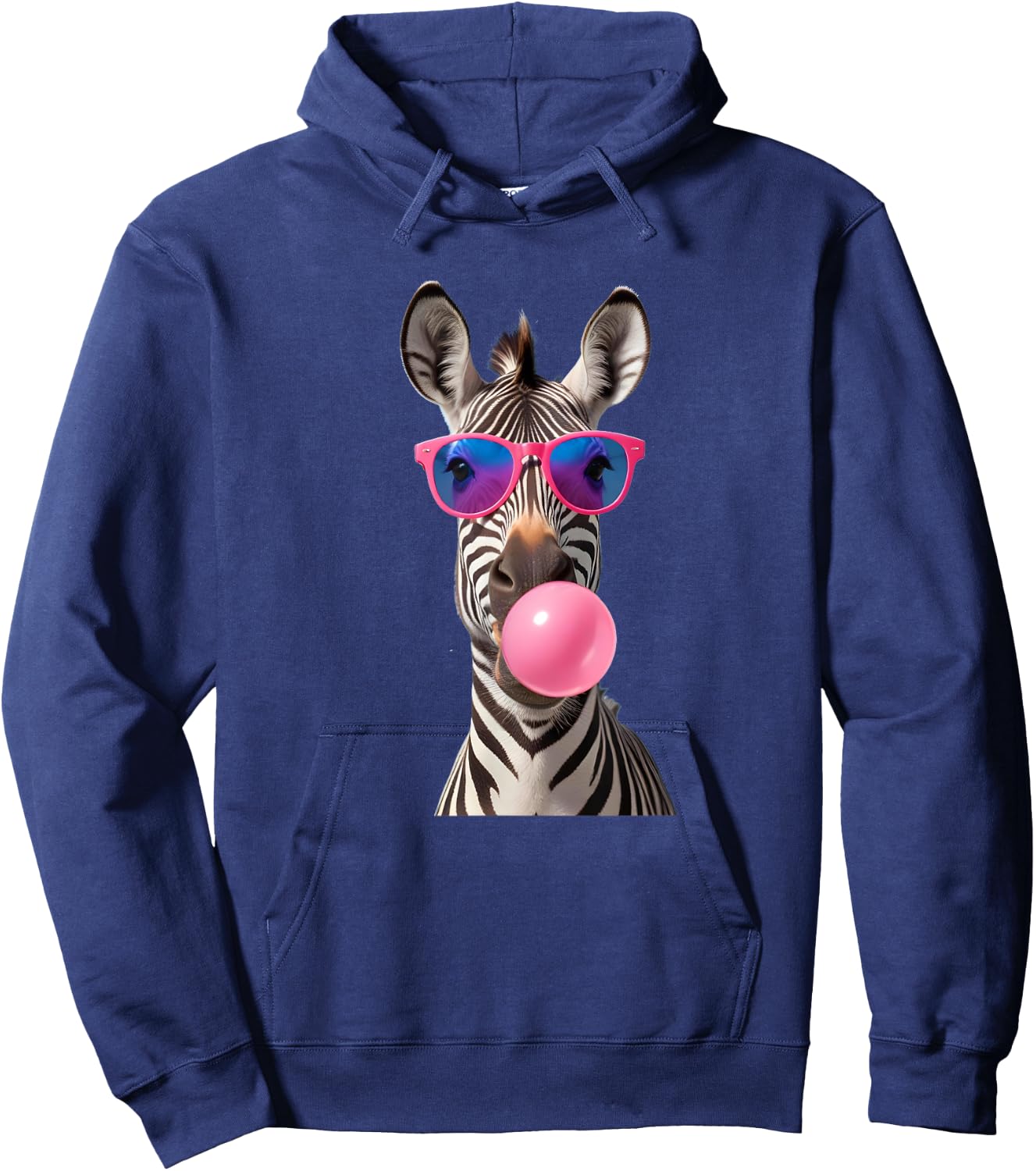#snirt Funny Zebra Bubblegum Bubble Pink Sunglasses Hoodie - Hoodie | Navy
