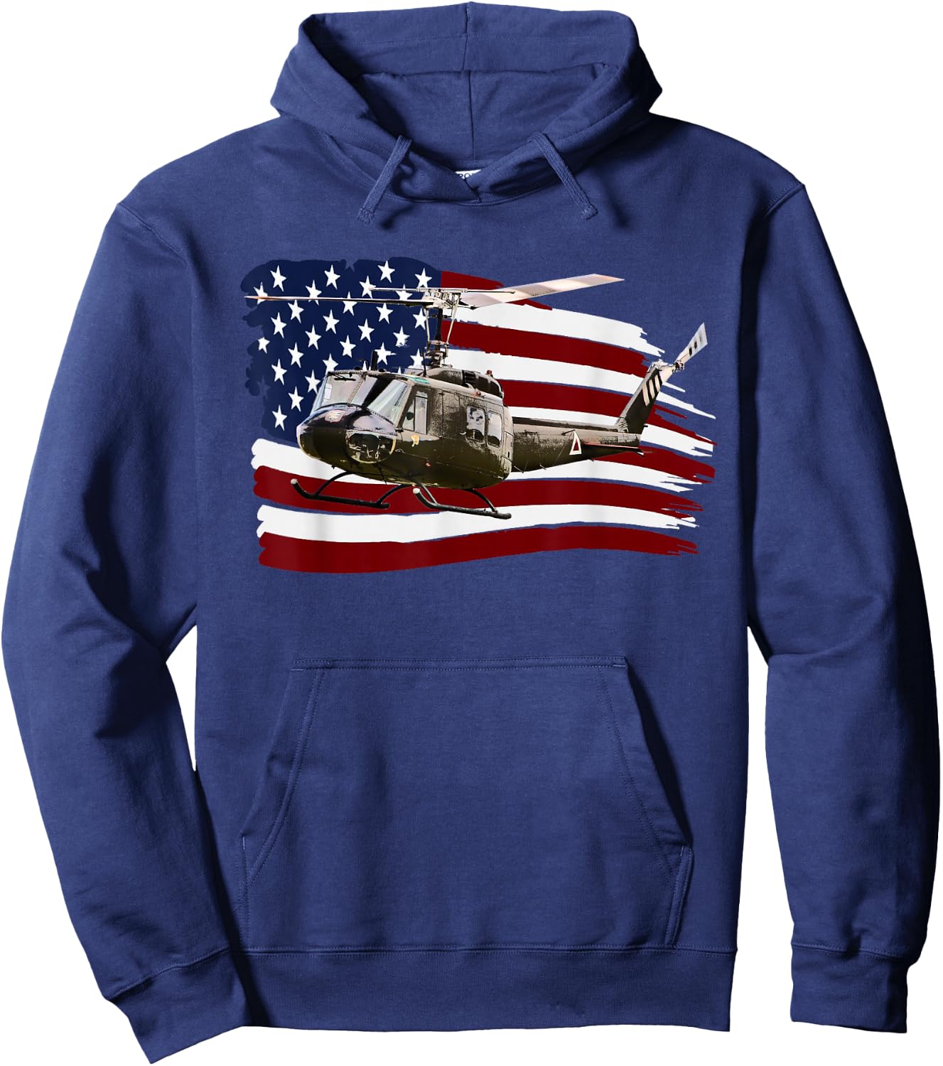 UH-1 UH1 Huey Helicopter T shirt American Flag usa Hoodie - Hoodie | Navy