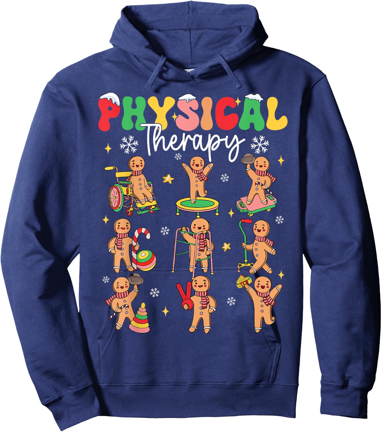 Gingerbread Physical Therapy PT Physical Therapist Christmas Hoodie - Hoodie | Navy
