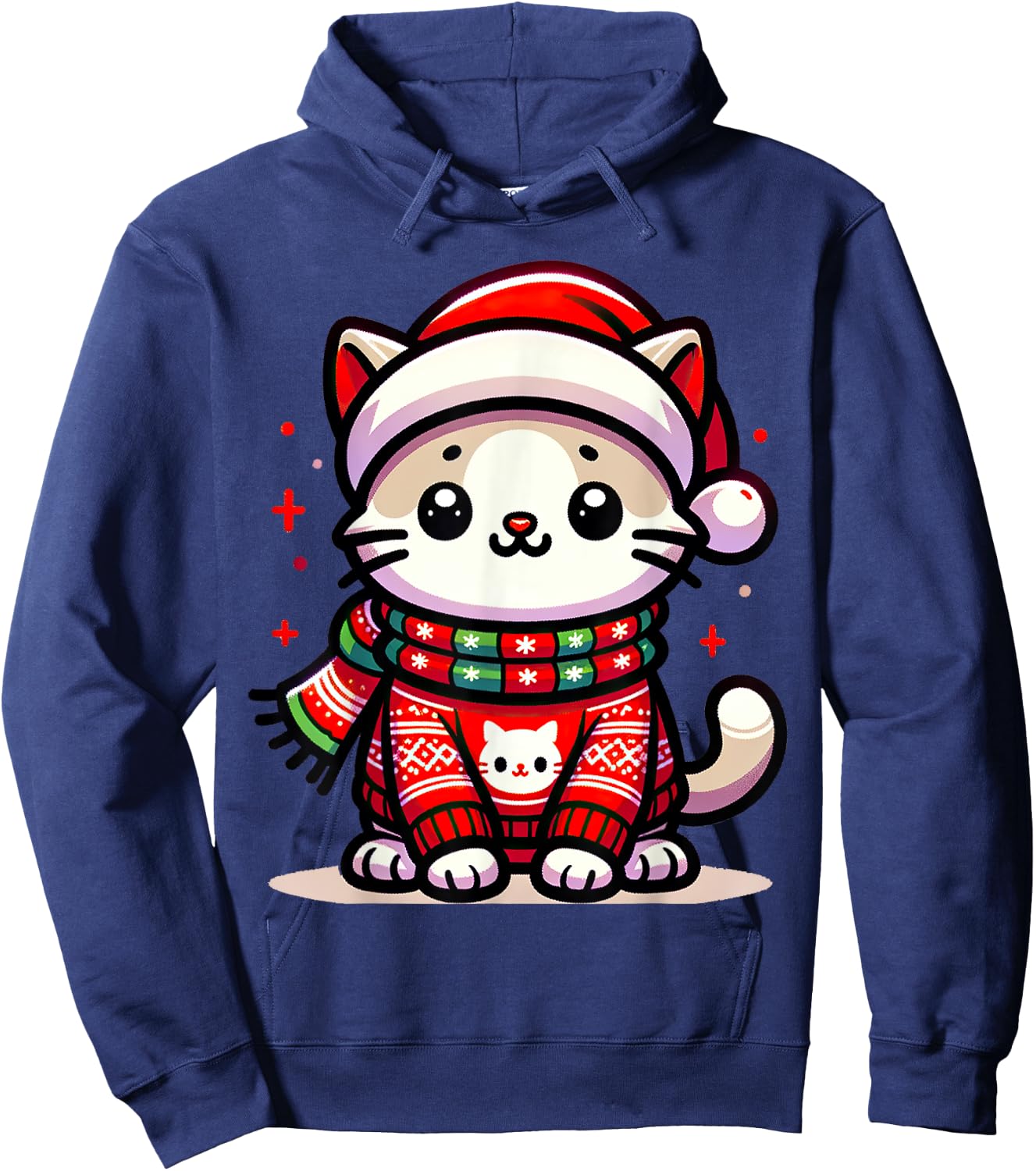 Christmas Cat Lover Funny Festive Holidays Cute Kitten Xmas Men Women Kids Hoodie - Hoodie | Navy